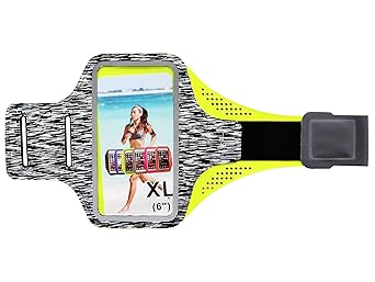 HUMBLE Cell Phone Armband for All iPhone and Android Smartphones Phone Arm Holder Touchable Screen for Gym Running and Aerobics, Cycling with Extra compartments (Grey Camouflage and Neon) - image, photos