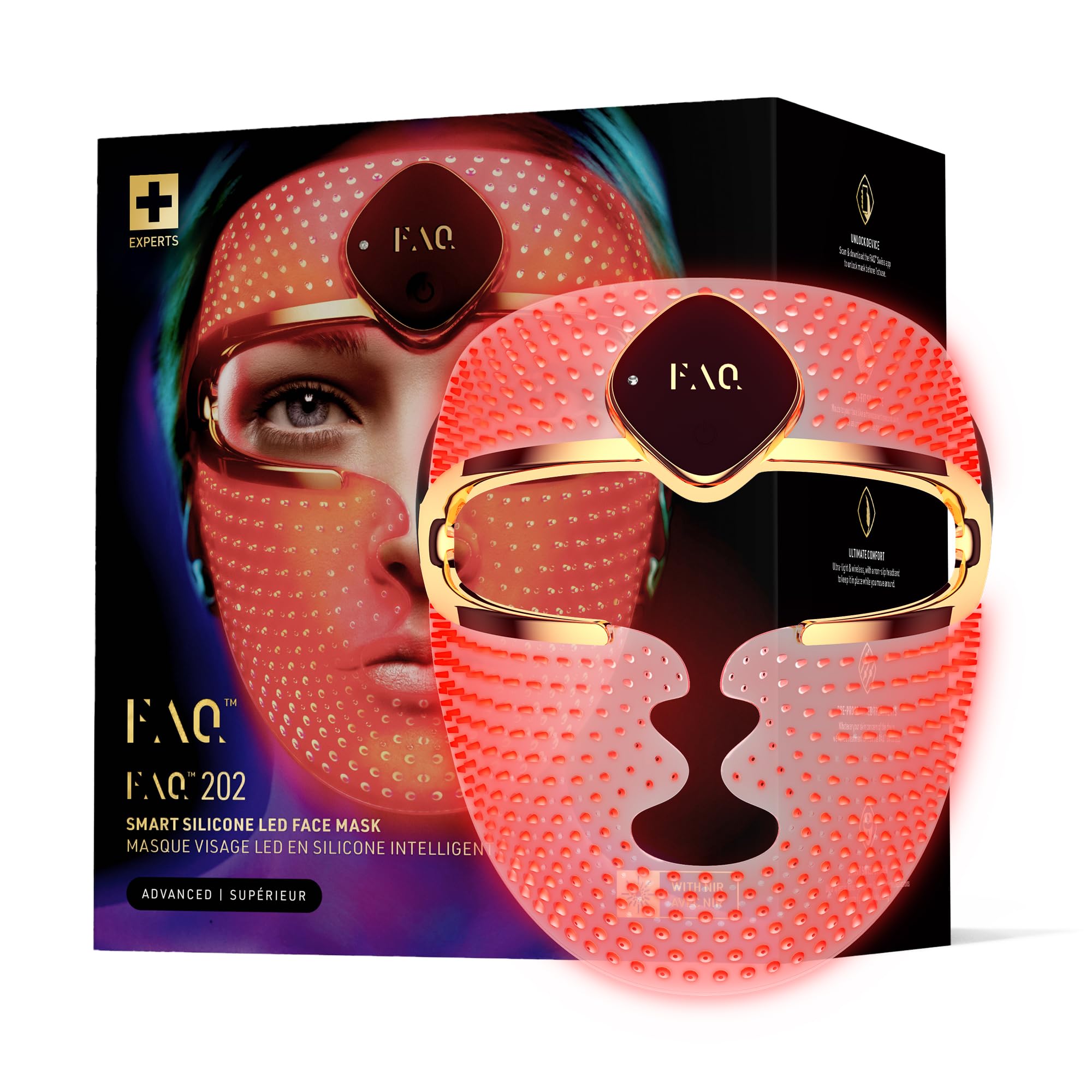 FAQ 202 - Advanced 7 LED lights Face Mask - Wireless Face Masks Beauty - 600 Glow Points - Wearable Skin Care