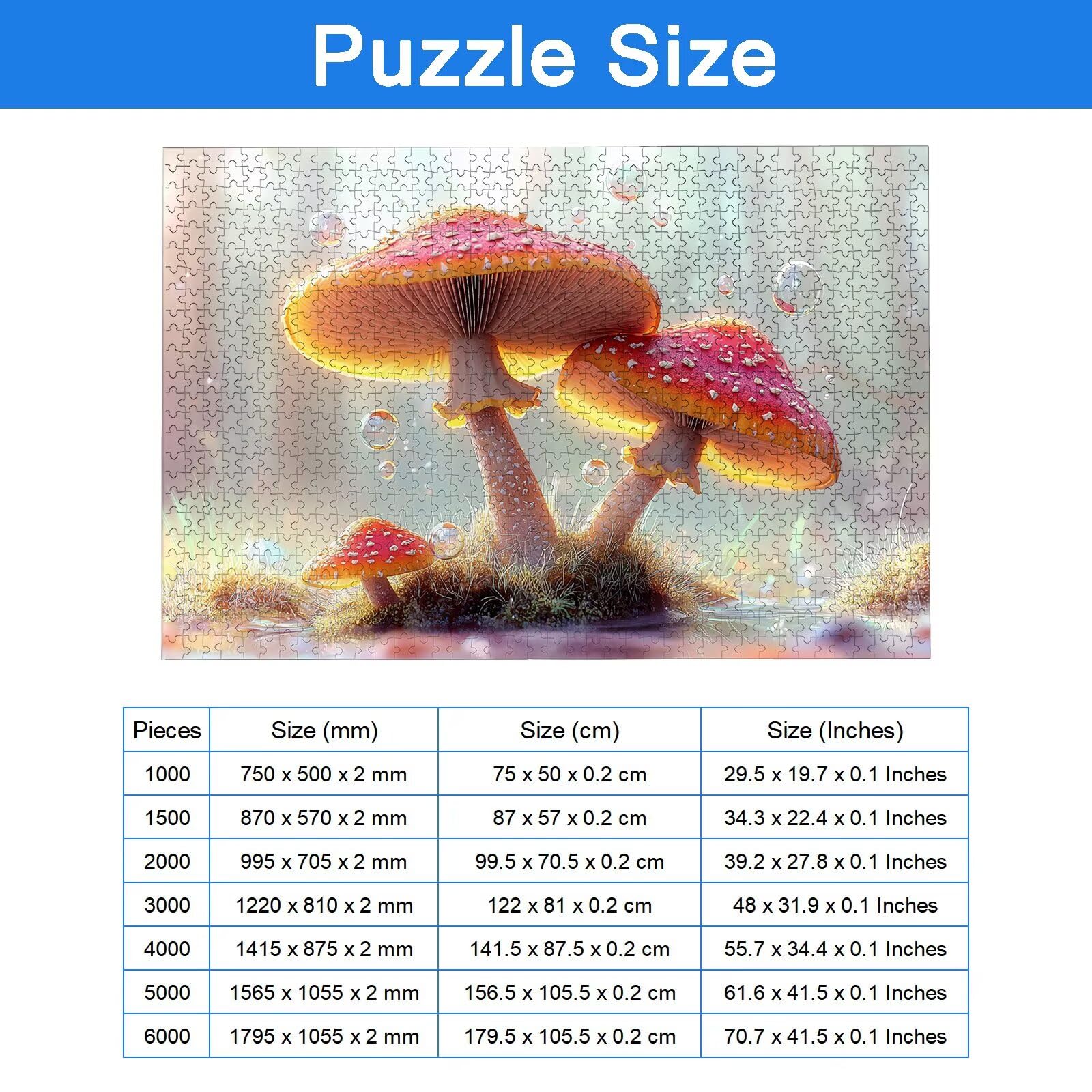 Puzzle 2000 sztuk dla dorosłych dzieci, drewniane puzzle grzybowe dla dorosłych, wymagające słodkie łamigłówki, rodzinne gry edukacyjne, łamigłówki z pudełkiem do dekoracji domu, prezent dla kobiet