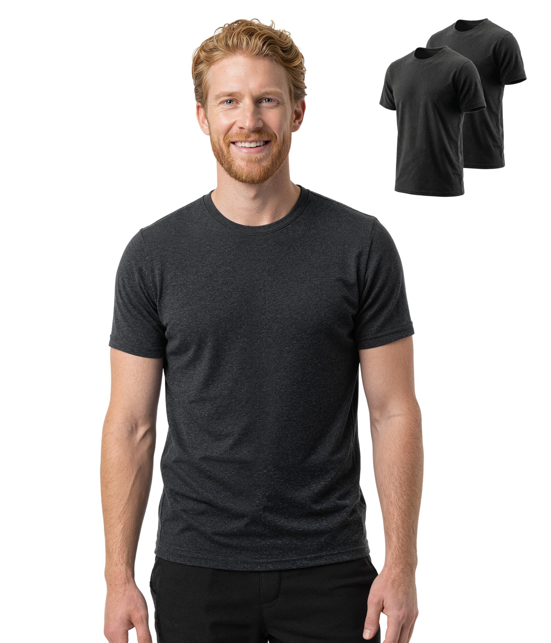 BEENIUBEE 2 Pack Merino Wool T-Shirt for Men, Wool Short Sleeve Base Layer, Breathable Lightweight Undershirt