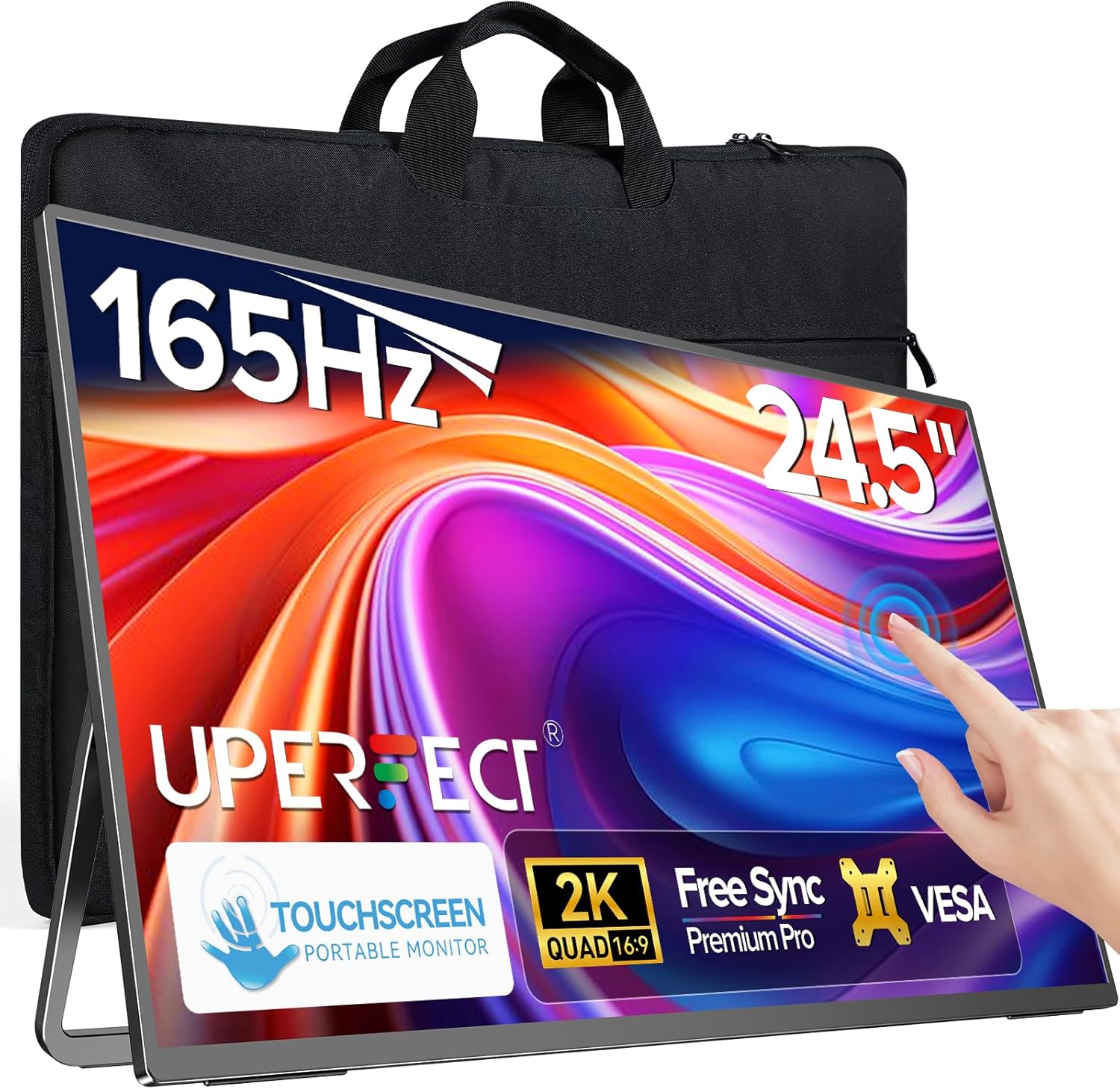 UPERFECT 24.5″ 2K Portable Monitor Touchscreen,...