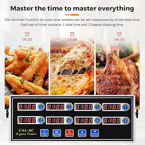 Miniatura 3 de BEAMNOVA Temporizador de cocina digital de 8 canales, recordatorio de freidora de cocina comercial, alarma de anillo fuerte, volumen ajustable de