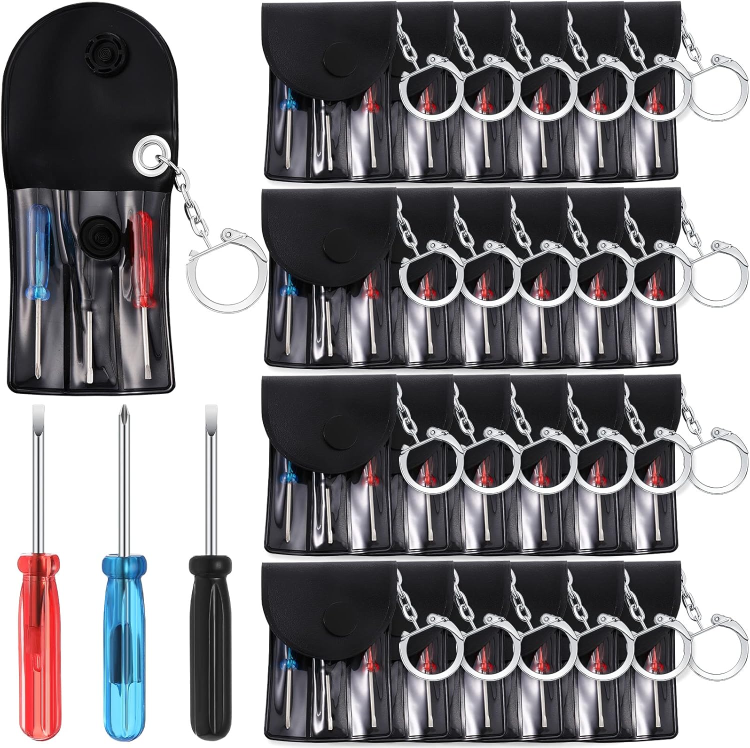 24 Sets Mini Screwdriver Set with Keychain Small Keychain Screwdriver