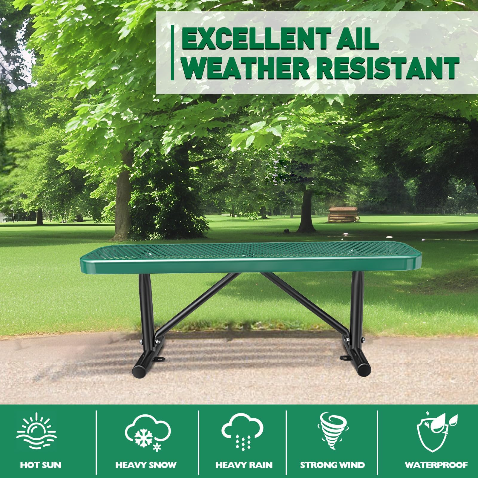 Banco de Parque de Metal Duradero para Espacios al Aire Libre, Marco de Hierro Fundido Resistente, Asiento de jardín para Patio y Porche,Negro,6ft