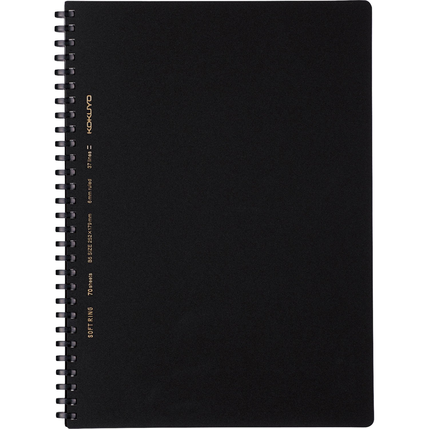 KOKUYO Spiral Lined Notebook, 10'' x 7'' Business Journal B5 Soft Ring Notebooks with A 6mm Ruled, 70 Perforated Sheets, Black 1 Subject Notebook, Note Taking for Work. Japan Import (SU-SV407B-D) — image 1