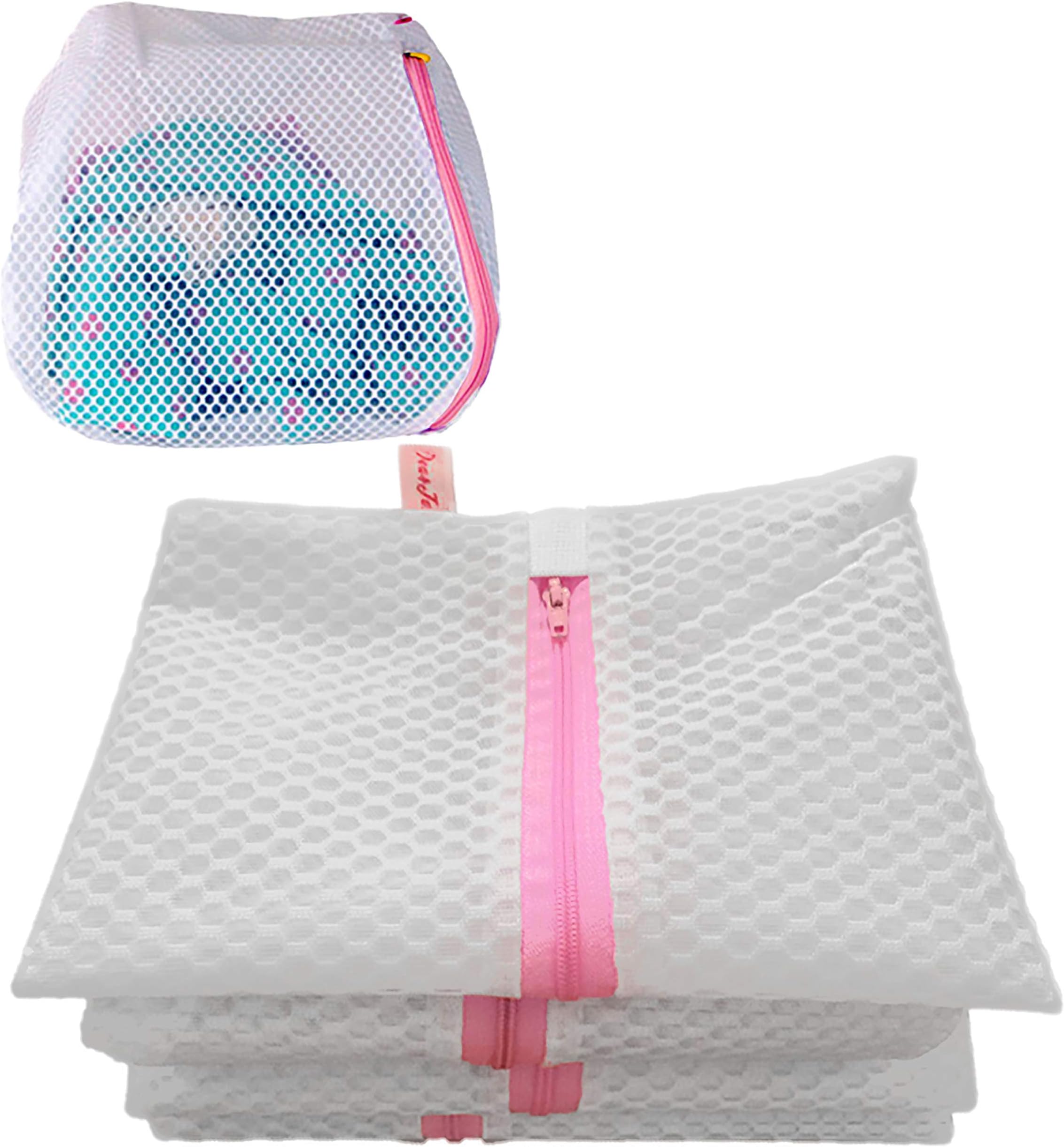 Set of 5 Honeycomb Thicken Terylene Wash Bags - 1 Extra Large, 1 Large, 1 Medium, 1 Small, 1 Ball Shape - Strong Mesh Laundry Bag Set for Lingerie and Delicates, Travel Laundry Bag