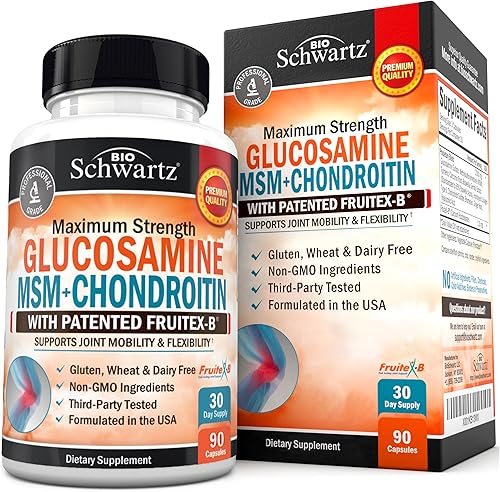 Glucosamina - MSM  condroitina MSM con cúrcuma para alivio del dolor de cadera articulaciones y espalda Suplemento antiinflamatorio con ácido