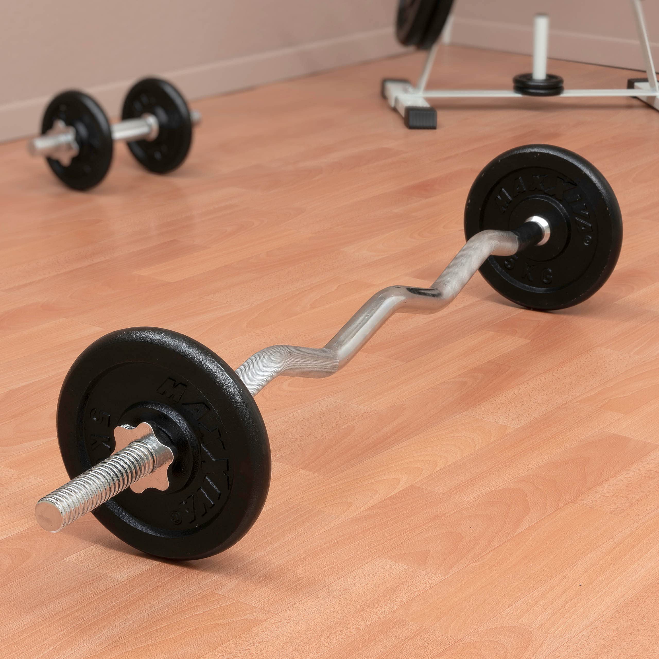 Curlstange 120 cm Krafttraining Zugstange silber verchromt Sternverschluss Workout Bodybuilding Fitness Gewichtheben bis 150kg
