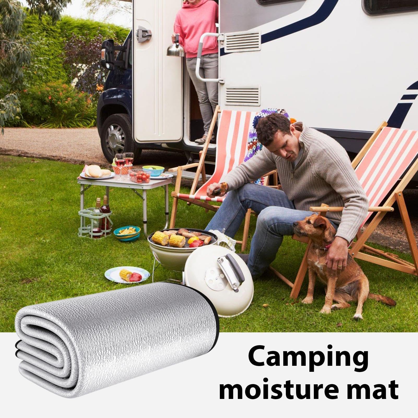 Camping-Bodenmatte – 200 x 300 cm Aluminiumfolien-Isoliermatten, doppelseitige Thermodecke, feuchtigkeitsbeständige Kissenschicht, Strand, Picknick, Wandern, Outdoor, Isomatte, Zelt, Boden