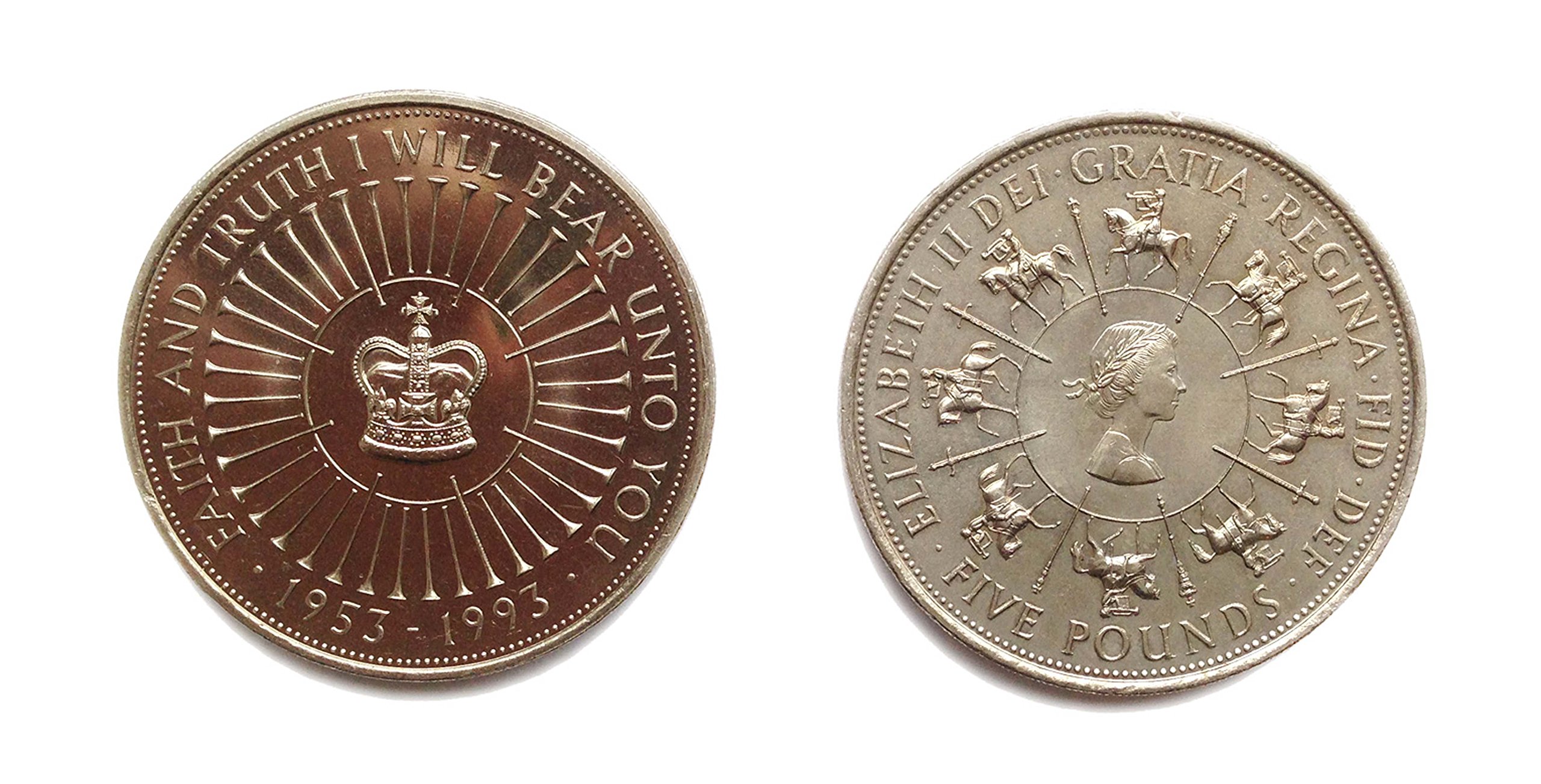 1993 GB Five Pounds £5 Crown Coin - 40th Anniversary of Queen Elizabeth II Coronation