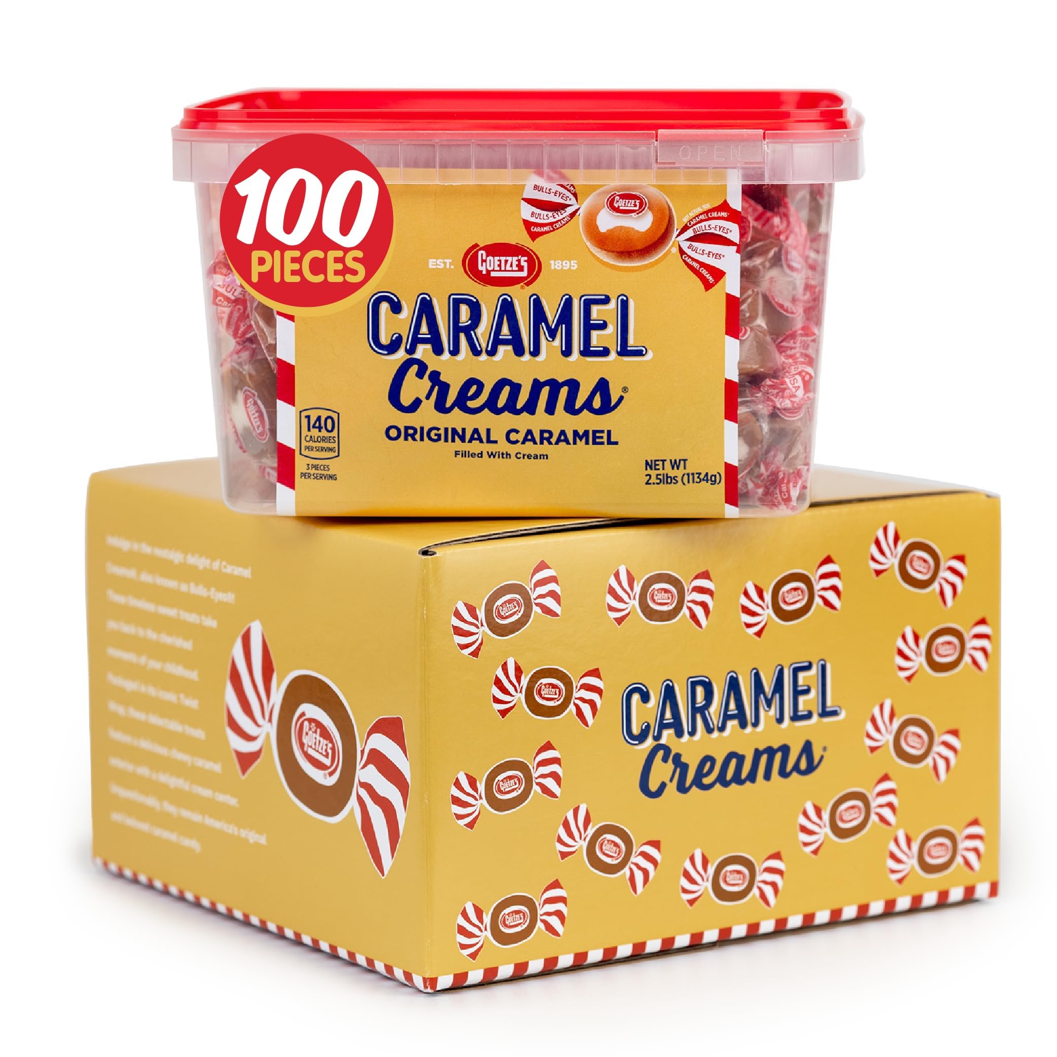Goetze's Caramel Creams Candy Tub, 100 Count