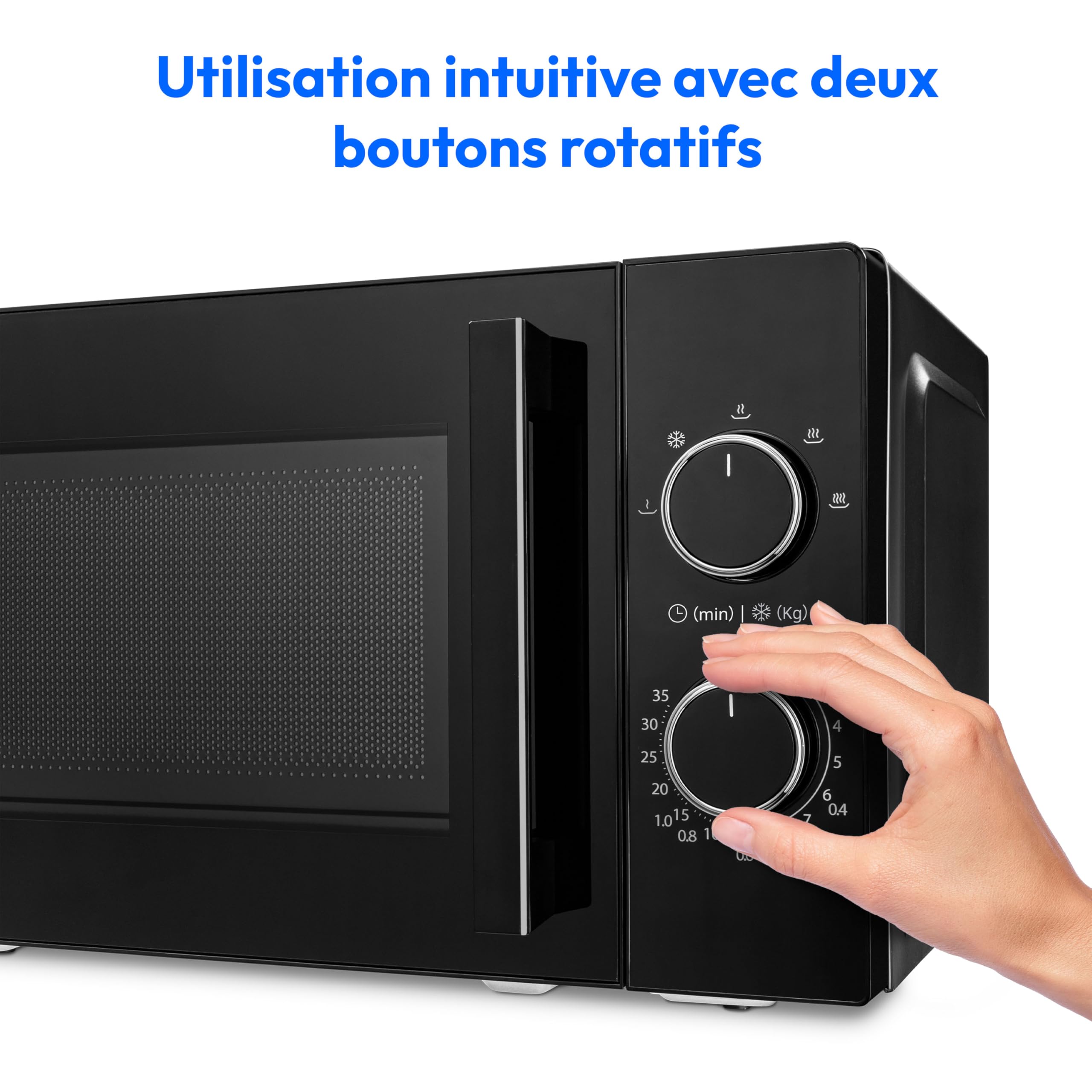MEDION Micro-ondes (20 litres, 800 watts, 5 vitesses de micro-ondes, fonction décongélation, minuterie, plateau en verre, compact, MD12011) noir