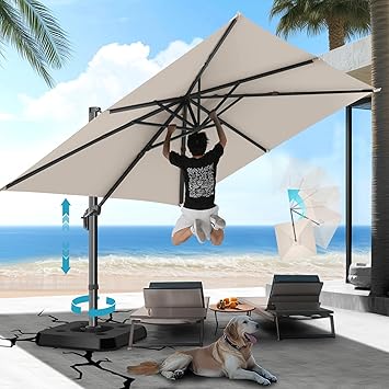 Hotime 10x10ft Large Cantilever Patio Umbrellas - Upgrade and Intensify - with 360 Rotation and 5 Angles Adjustment - Aluminum Offset Pool Umbrella Square Outdoor Umbrella for Patio Garden Hotime 10x10ft Large Cantilever Patio Umbrellas - Upgrade and Intensify - with 360 Rotation and 5 Angles Adjustment - Aluminum Offset Pool Umbrella Square Outdoor Umbrella for Patio Garden