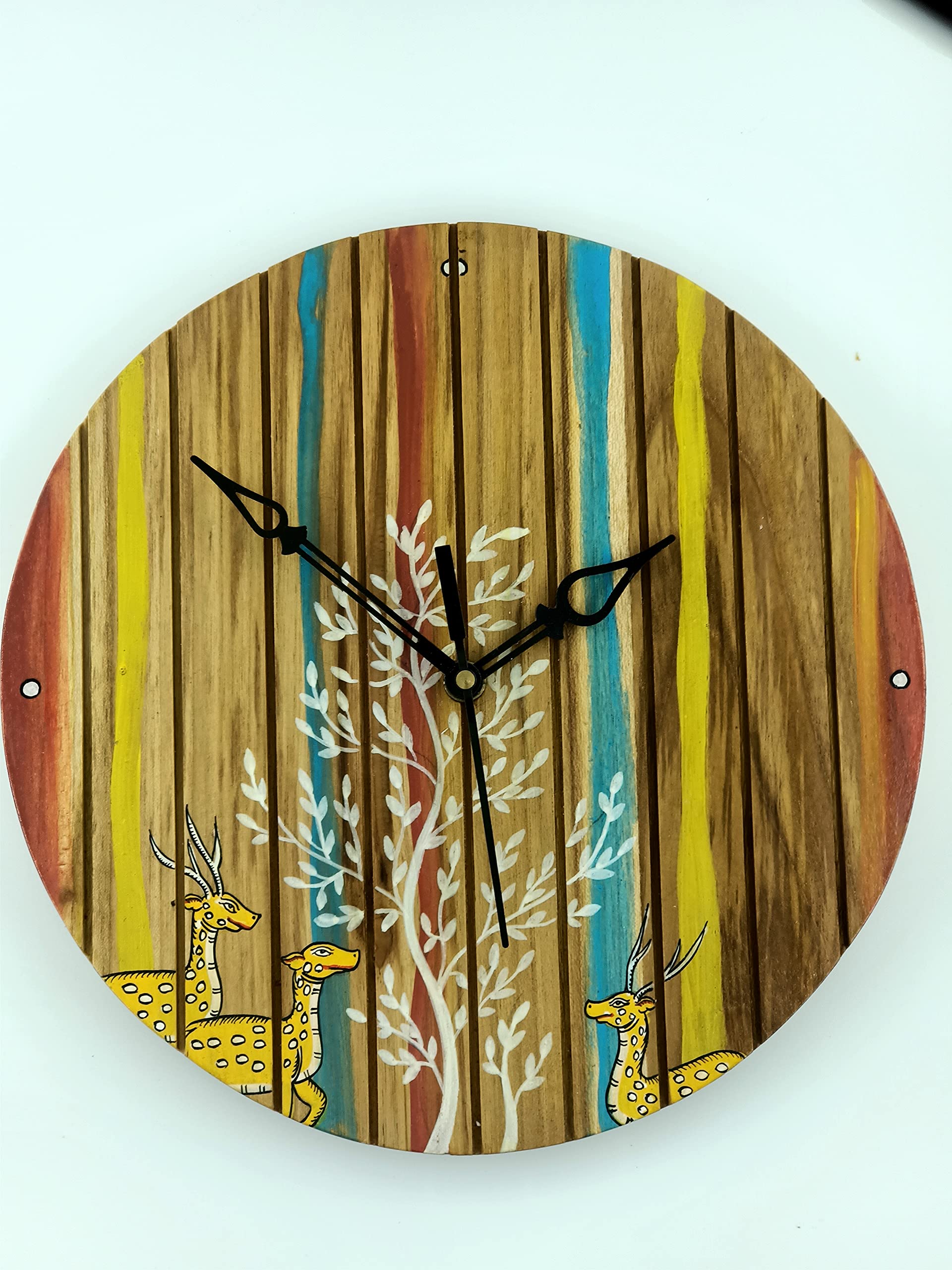 Mati Ke Laal Beautiful Deer Design Hand Painted Clock for Wall Décor,Decorative Items for Living Room