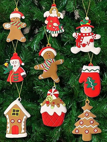 Miniatura 4 de 12 decoraciones navideñas de pan de jengibre, muñeco de nieve, decoración de árbol de Navidad, figuras de Papá Noel, decoración colgante de árbol de