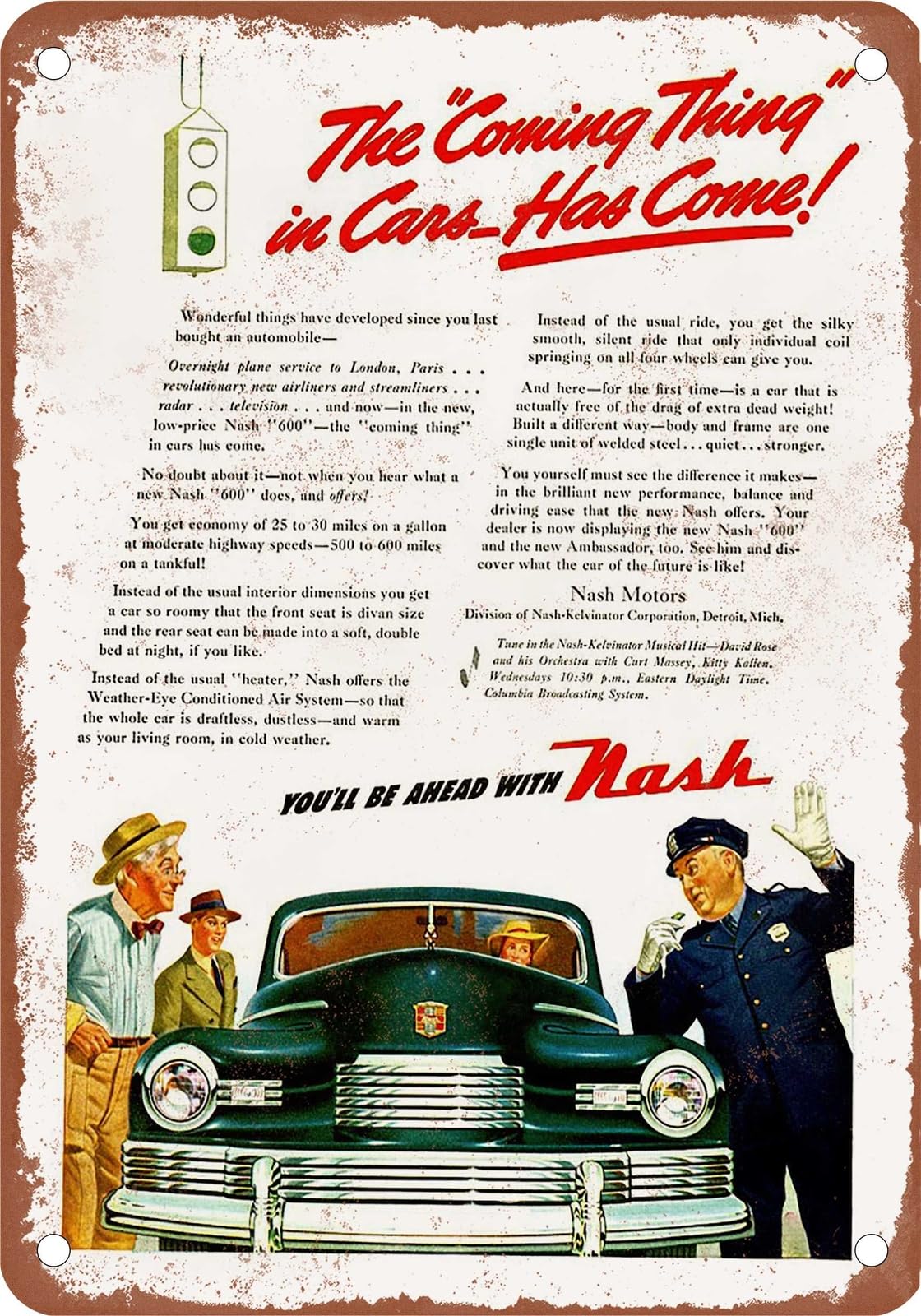 METAL SIGN - 1946 Nash Vintage Ad 17 - Old Retro Rusty Look home decor