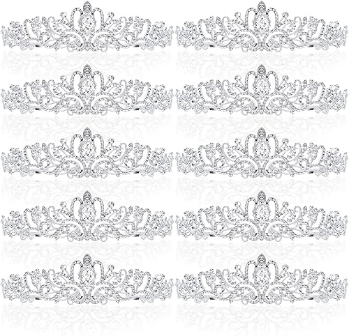 BBTO Tiara de cristal y coronas para mujeres y niñas, corona de princesa con diamantes de imitación, diadema de reina con peines, corona de novia