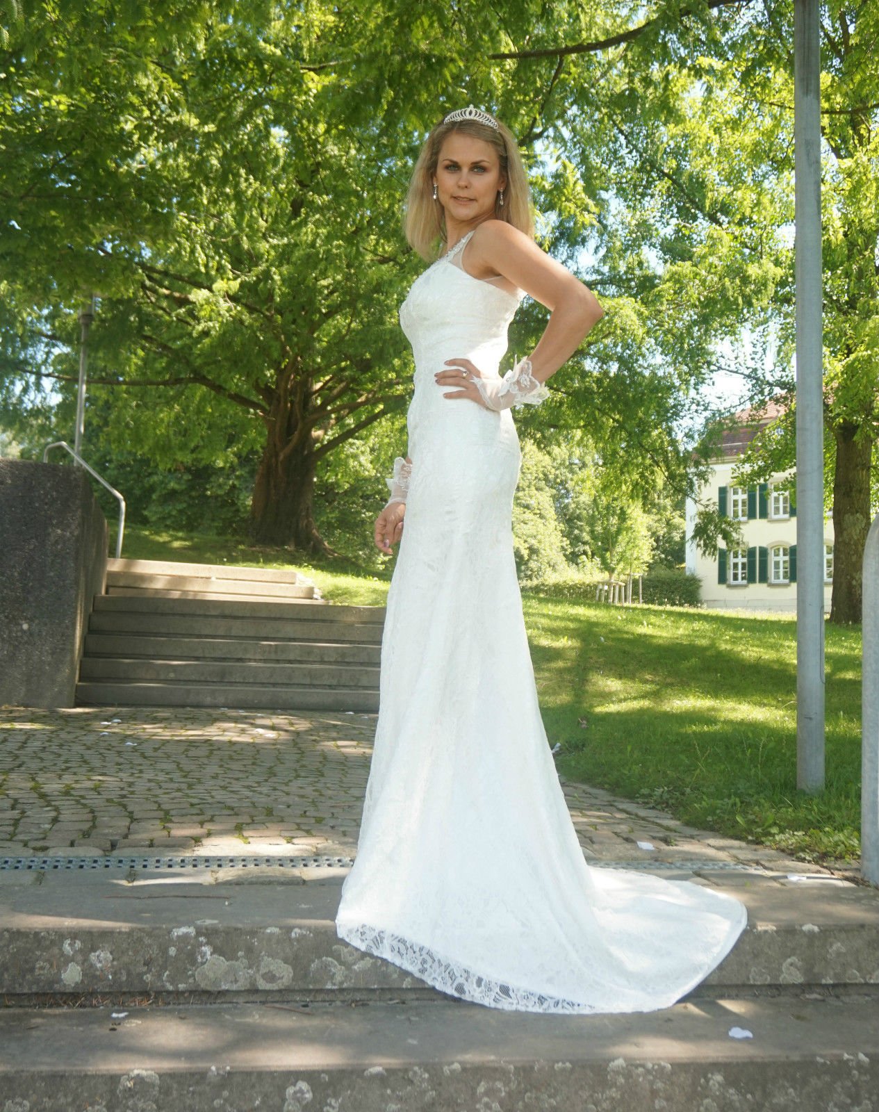 Abito da sposa in pizzo, abito da sposa, abito da sposa, con strass, sirena, 34 36 38 40 Mermaid avorio 42