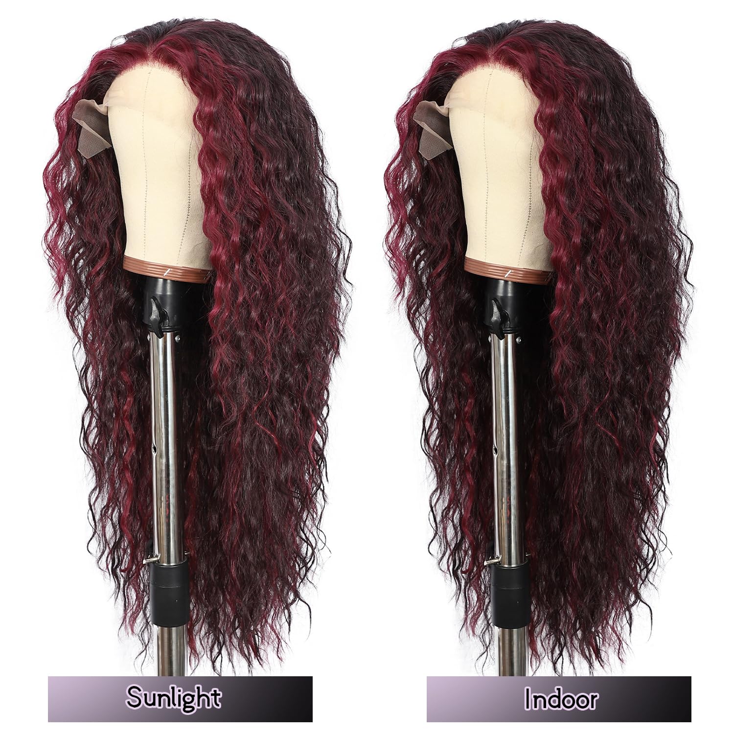 SOMIARIK Curly Lace Front Layered Wigs Violet Synthetic 13X3 Lace Front Wig for Women Pre plucked with Single Bleached Knots Natural Looking Daily Wear Party Christmas Halloween Heat Resistant 26 Inch - Image 2