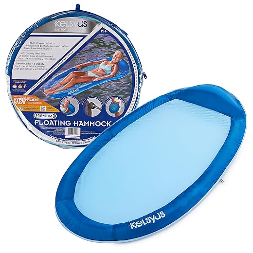 Kelsyus Spring Float Hammock Pool Lounge Chair, Light Blue
