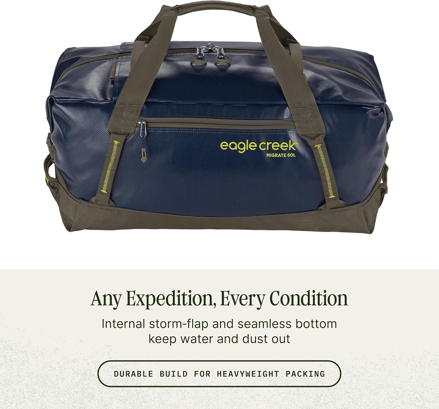 Eagle Creek Migrate 60L Duffel Bag – Lightweight, Durable Travel Duffel – Weather-Resistant Fabric – Comfortable Shoulder Straps - Rush Blue
