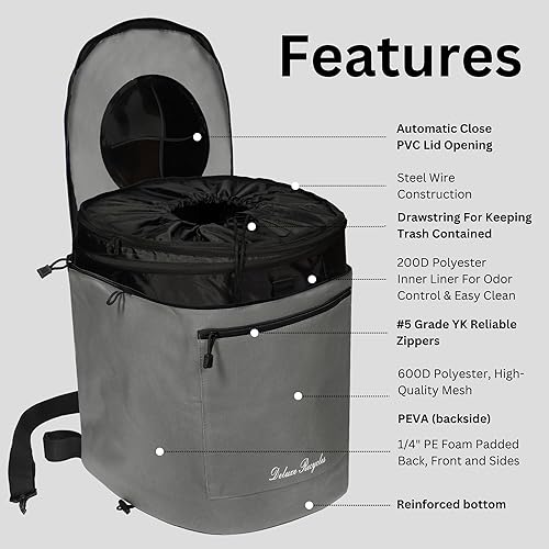 Miniatura 3 de Bote de basura plegable para navegar y acampar, grande, duradero y portátil con contenedor interior, 8 galones, color negro