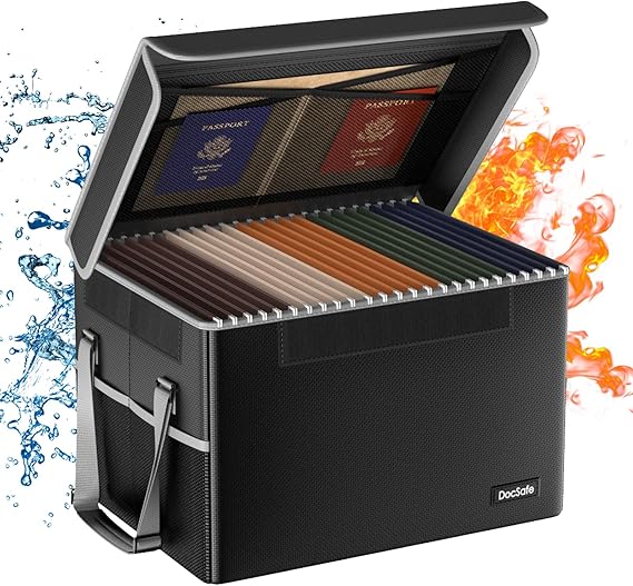 DocSafe File Box Fireproof File Storage Organizer Box with