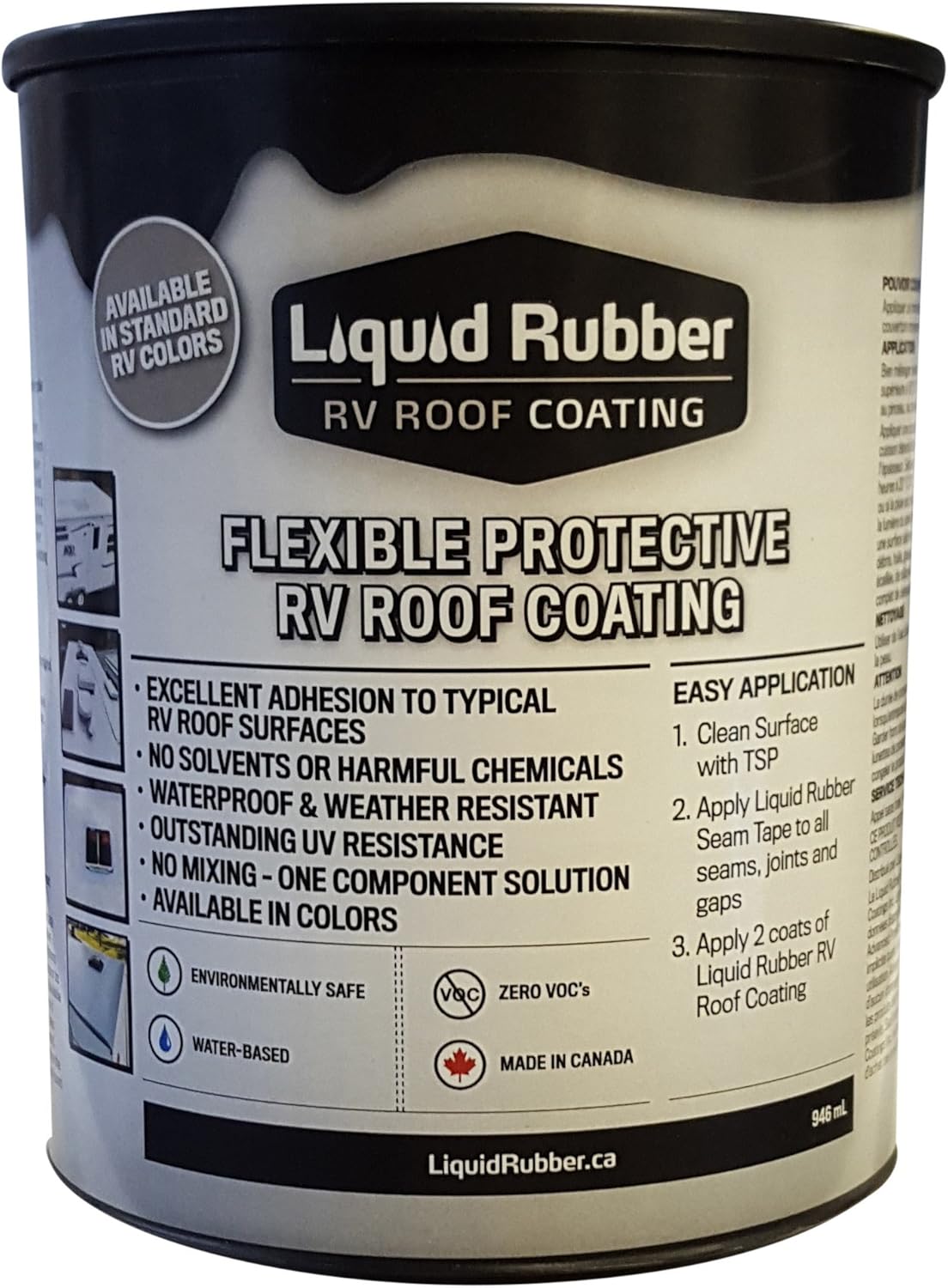 Liquid Rubber RV Roofing Coating Quart White, Sealers Amazon Canada