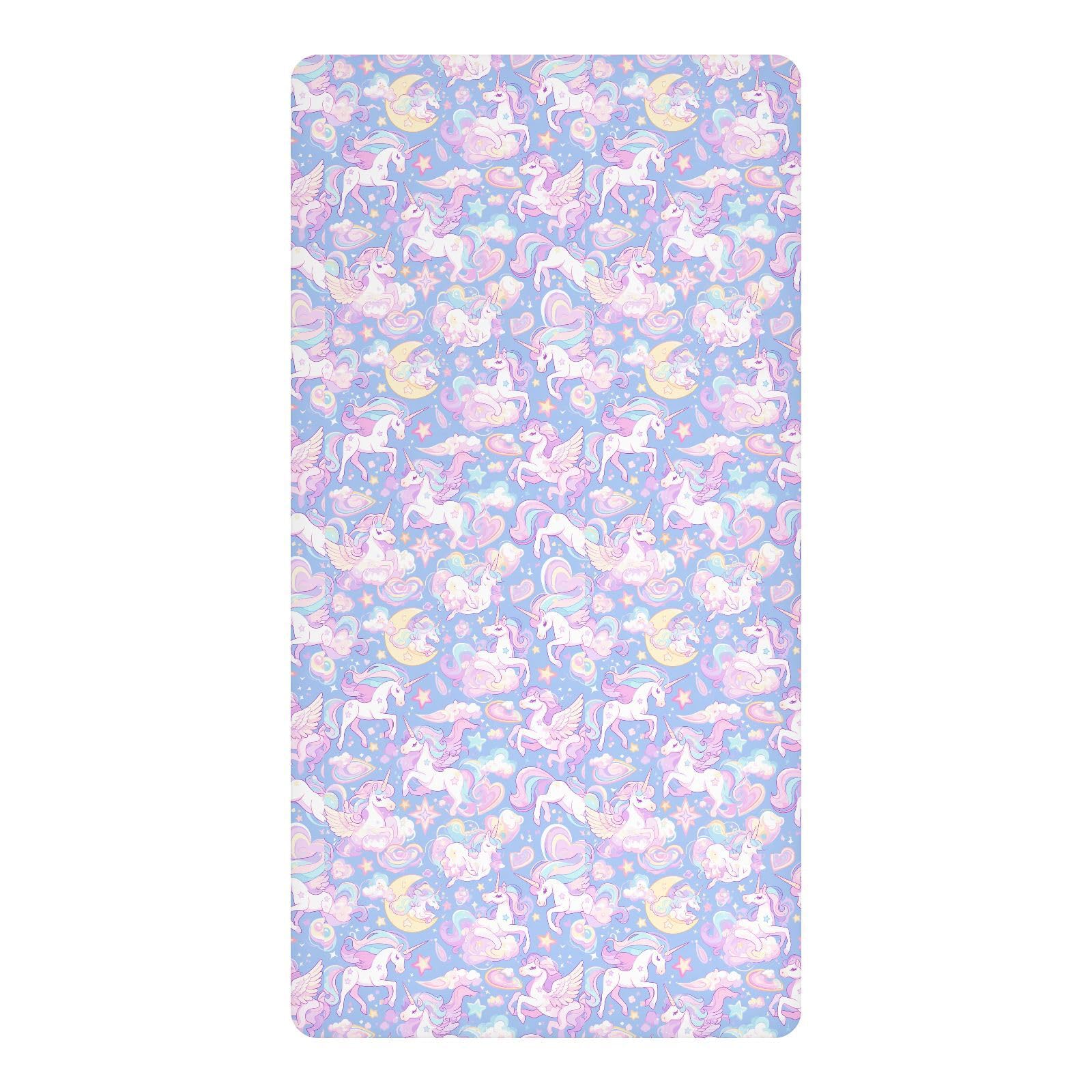 Drap-housse imperméable pour lit bébé contre les fuites motif licorne 132x71 cm
