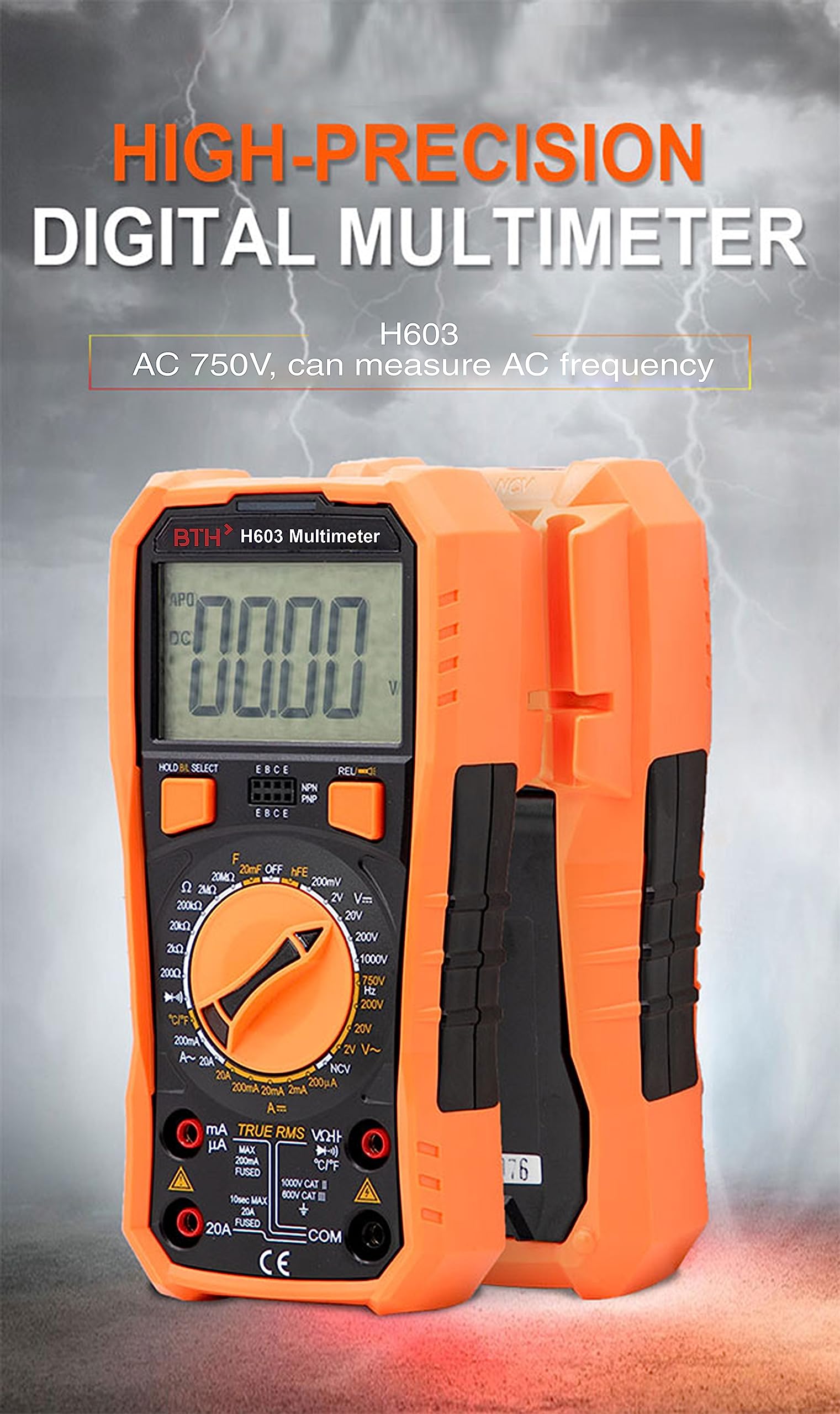 BTH H603 True RMS Digital Multimeter with Non contact voltage, Temperature, capacitance and Triode — Amazon image 9