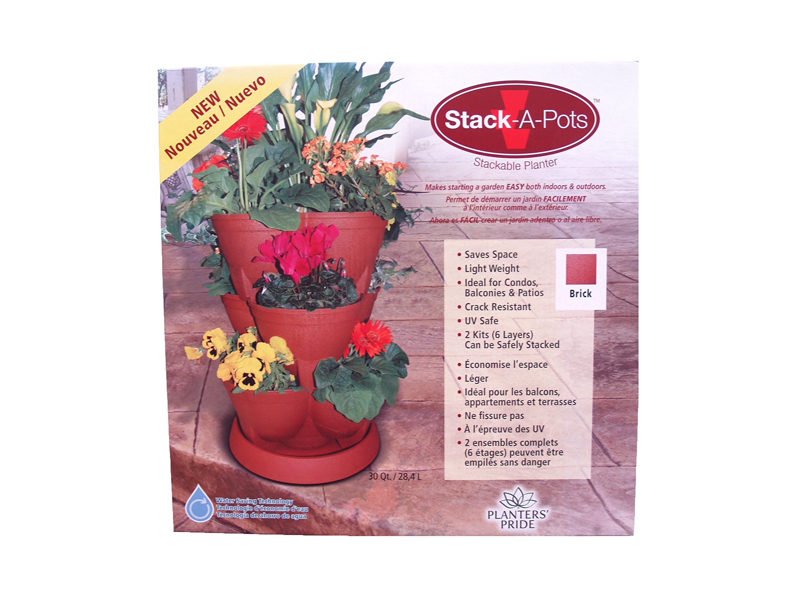 Stackable Planter â 30 Quart Capacity, Brick Red - Vertical Garden for Herbs, Vegetables, Fruits, Flowers, Succulents â Indoor/Outdoor Tiered Planter