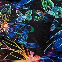 Vista 8 de A Nice Night Juego de ropa de cama con diseño de galaxia, estampado de mariposas 3D volando en el espacio, como mariposas con purpurina, juego