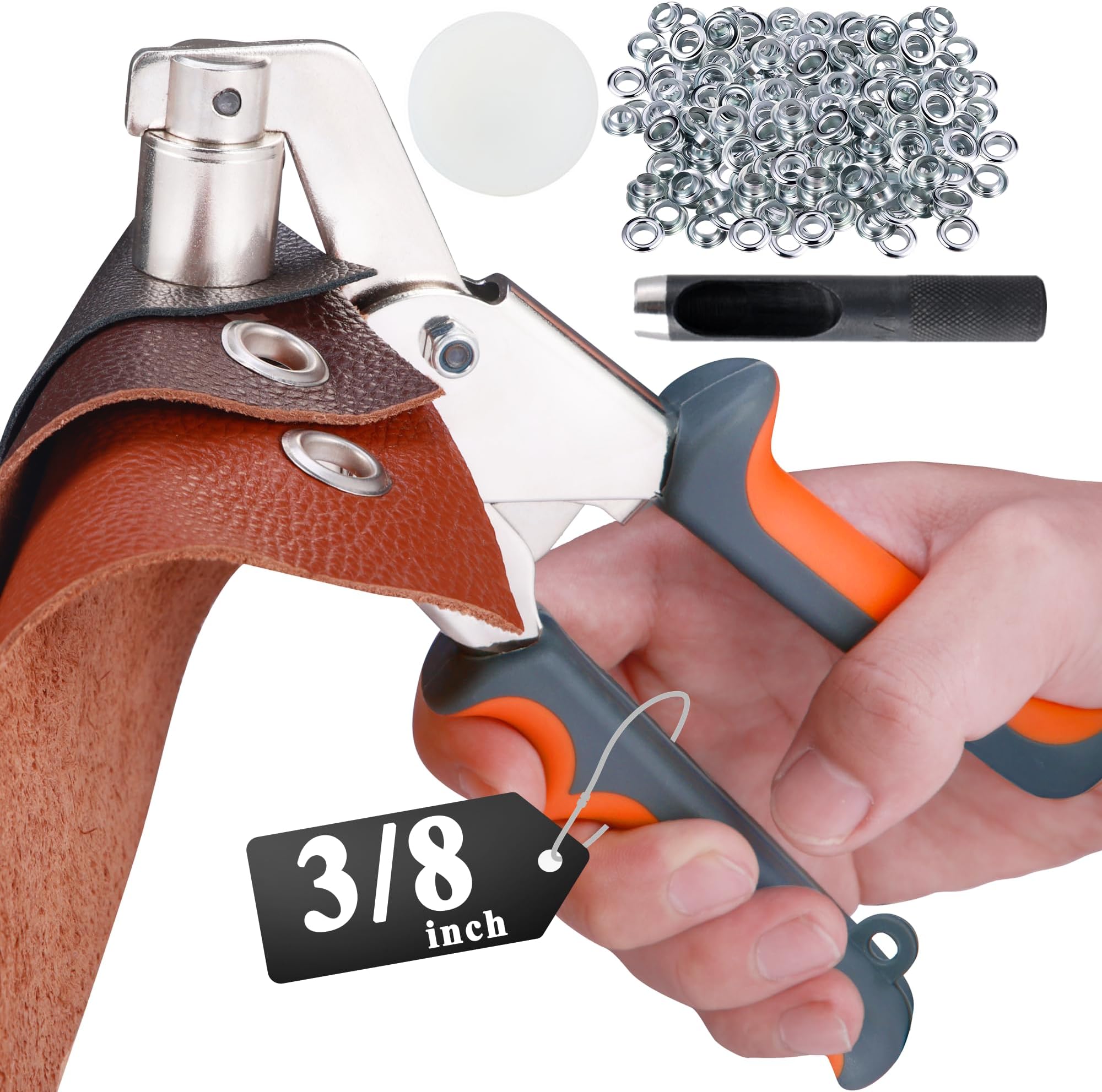 Grommet Tool Kit, 500 pcs 3/8 Inch 10mm Grommets, Grommet Kit, Eyelet Tool, Press for Tarp, Fabric, Banner, Canvas, Leather, Tents, Vinyl, Punching Machine