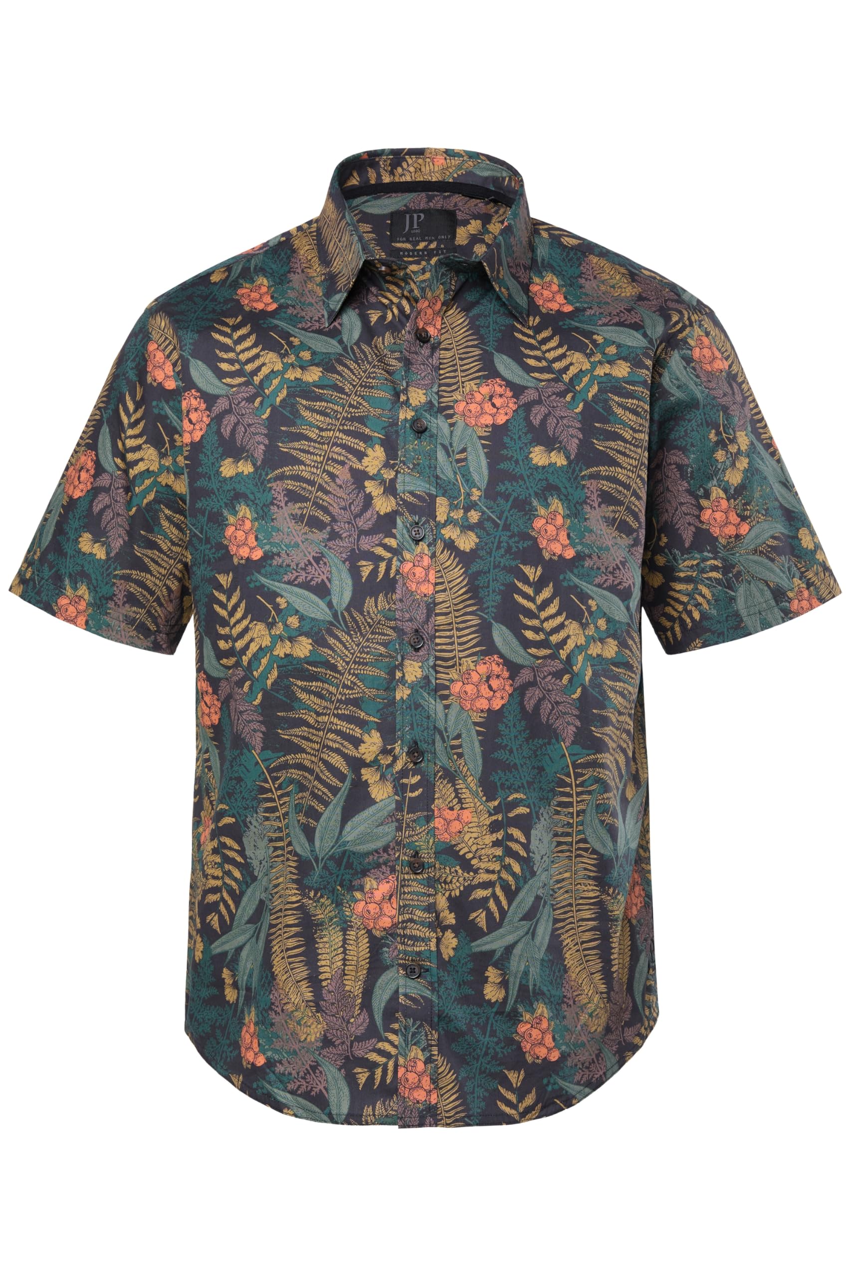 JP 1880 Herren große Größen Übergrößen Menswear L-8XL Hemd, Halbarm, florales Muster, Kentkragen, Modern Fit 846019