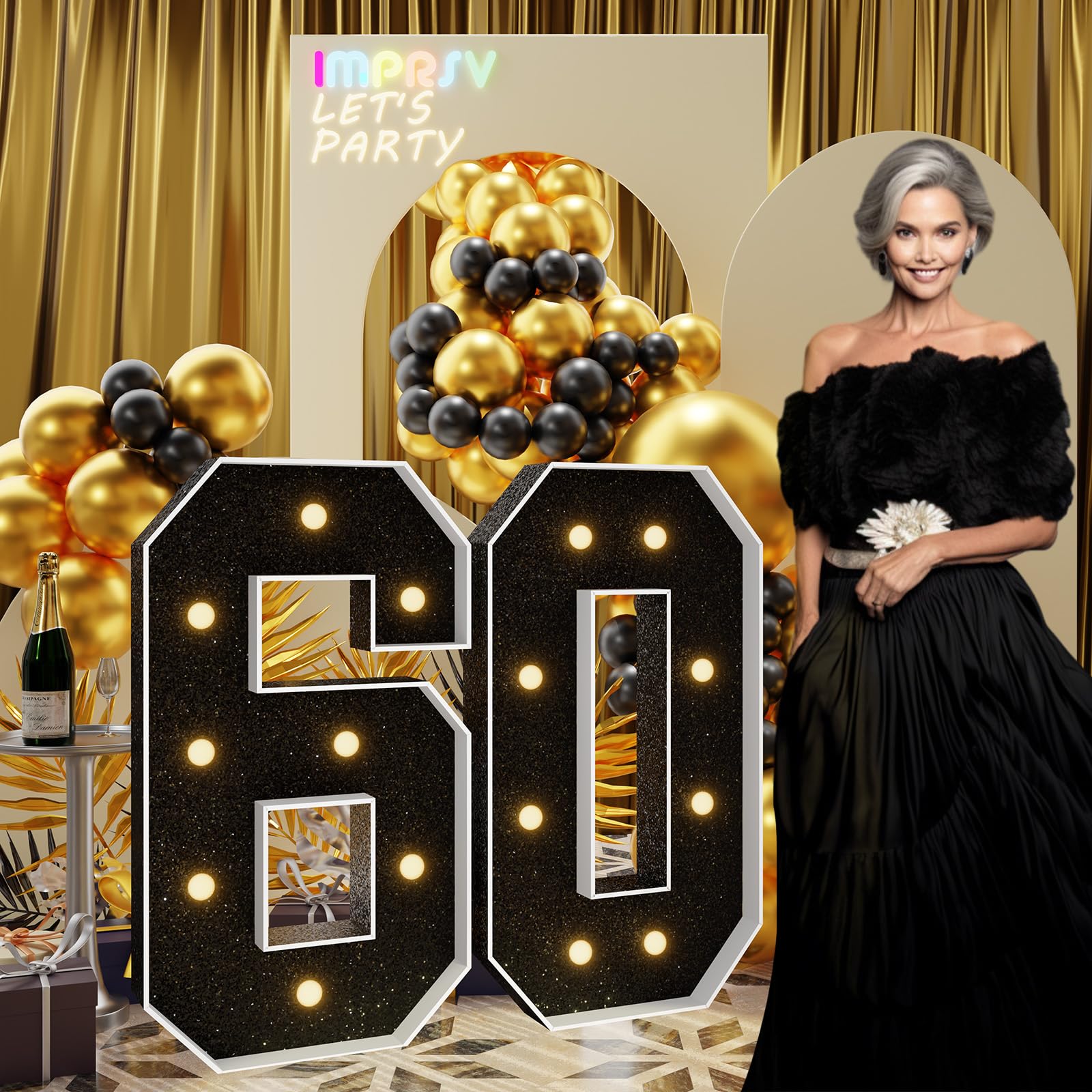 Snapklik.com : Imprsv 3FT Black 60th-Birthday Decorations Numbers: 60th ...