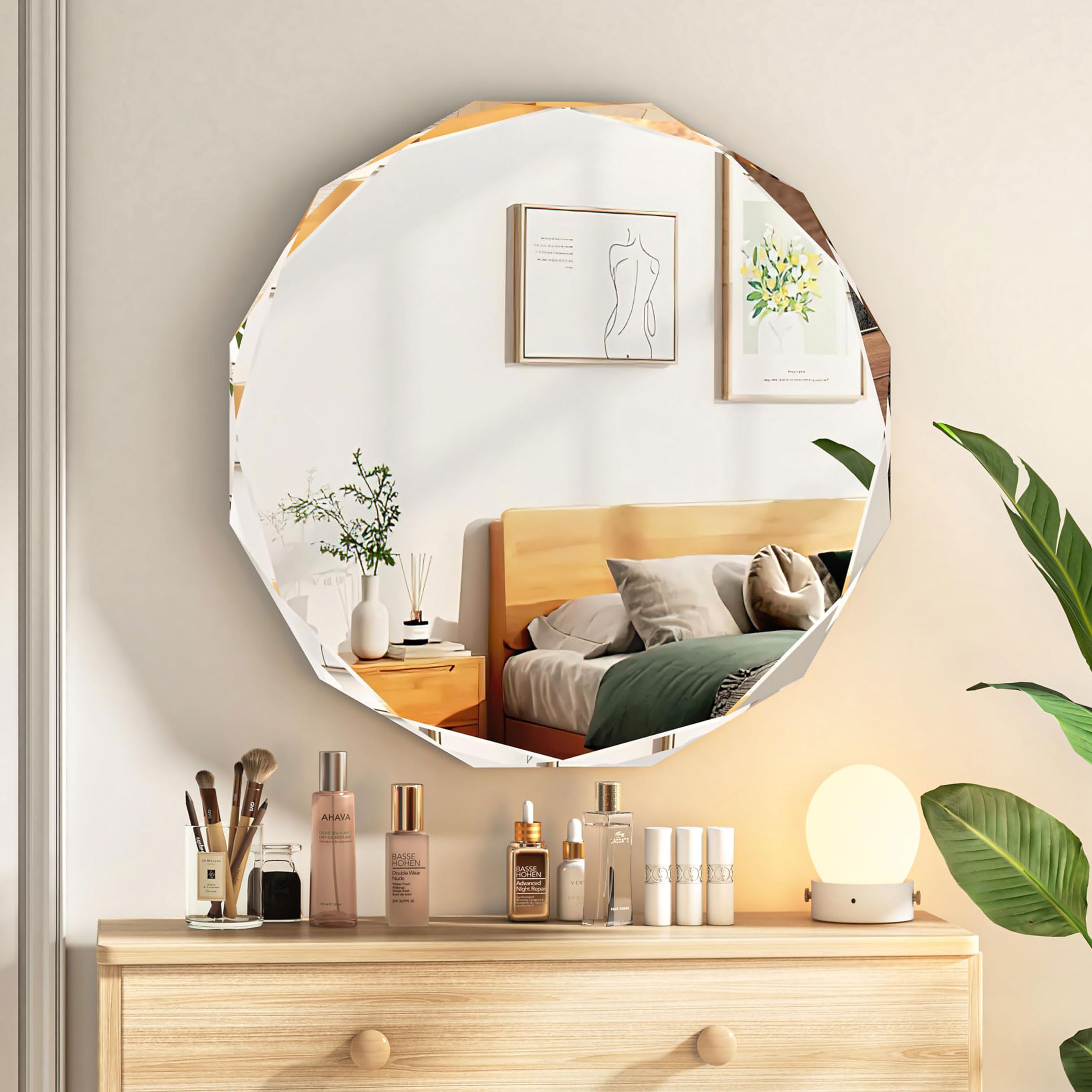 Bathroom Mirrors for Over Sink Round Frameless Mirrors for Wall 20x20 Inch Beveled Bathroom Mirror Bathroom Vanity Circle