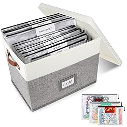 Board Game Storage, Board Game Organizer with 12pcs Zipper Bags and Writable Stickers, Board Game Organizers Storage with Lid for Office Supplies,Puzzles,Video Game,Craft Product (Gray, 1-Pack Large)