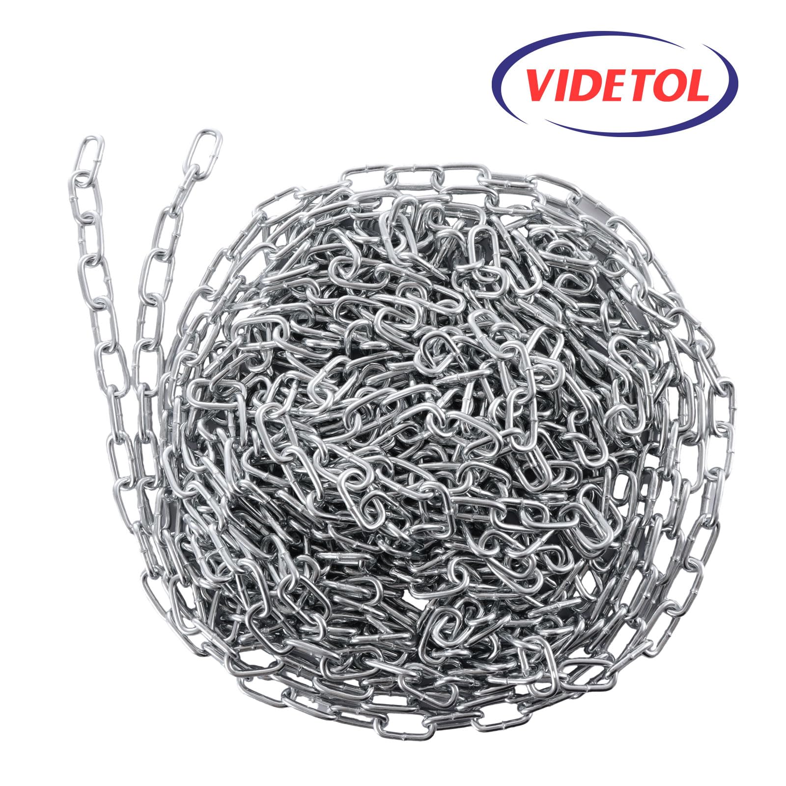 VIDETOL 15 Metres Length 304 Stainless Steel Chain, 4mm Heavy Duty Chain Links, Galvanized Steel Welded Link Chain Lift for Fence Gate, Garage Doors, Swing Chain and Bicycle Security Lock - Image 4
