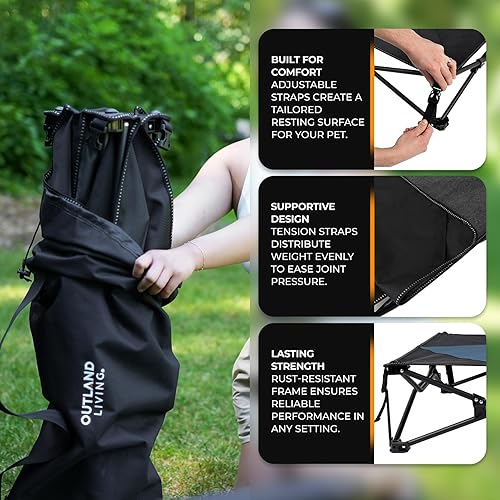 Miniatura 4 de Outland Living Cama elevada para perros, duradera, resistente a la intemperie con diseño transpirable que soporta las articulaciones, resistente al