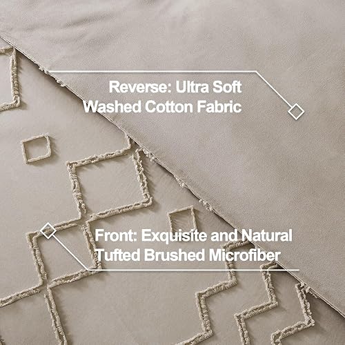 Miniatura 6 de Andency Juego de edredón beige copetudo, tamaño individual (68 x 90 pulgadas), 2 piezas (1 edredón, 1 funda de almohada), edredón texturizado de