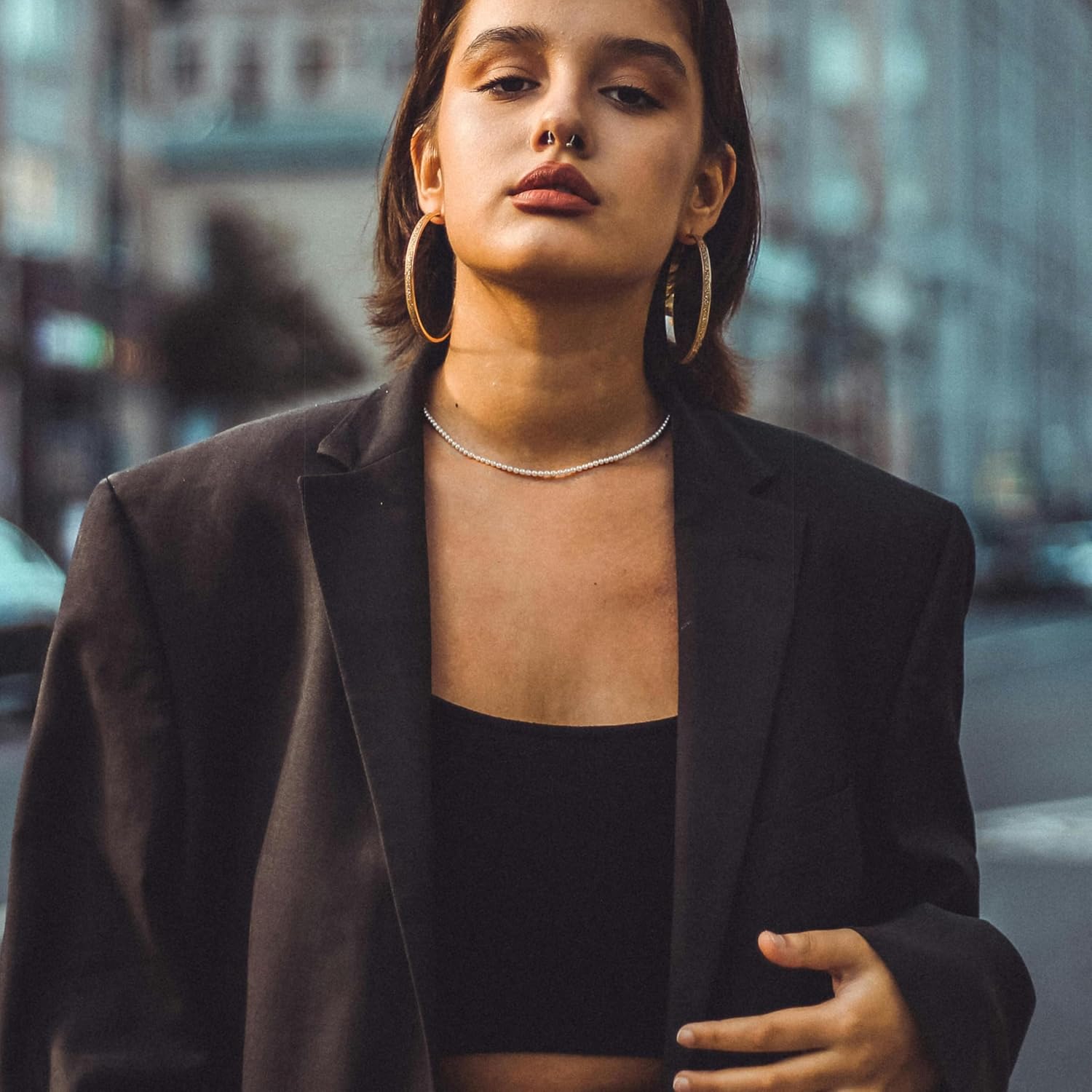 HENGSHENG Freshwater Pearls Choker Necklace for Women Tiny Small Rice Pearl Strand Necklace 18K Gold Plated Bolo Lock - Image 9