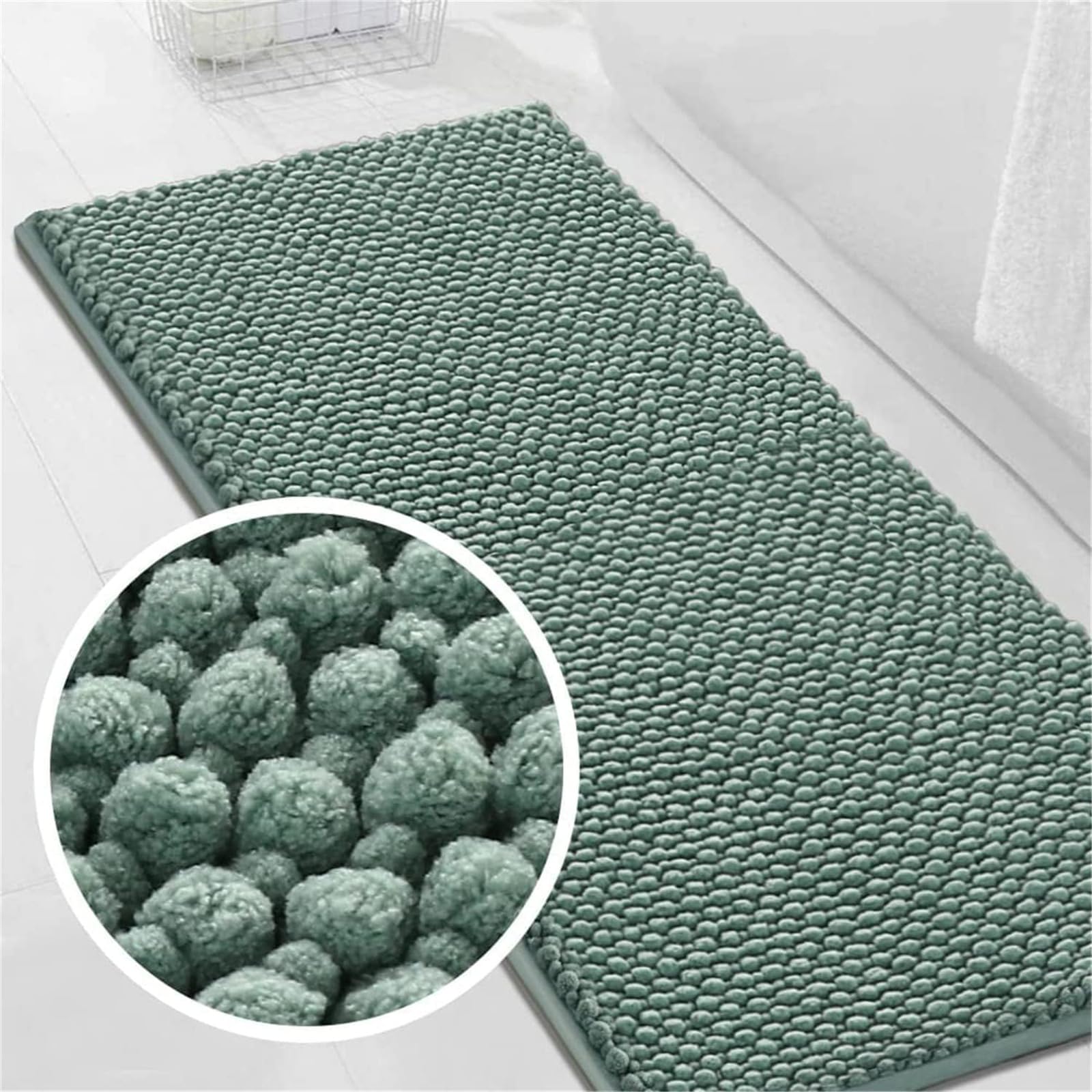 LINGKY Badematte rutschfest 50x120 cm Chenille Badezimmerteppich Saugfähige Badteppich Waschbar Badvorleger Bad Teppich Badezimmer Duschvorleger Badematte Aqua