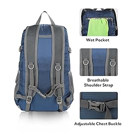 WATERFLY Lightweight Packable Hiking Backpack: 30L Foldable Travel Daypack Ultralight Camping Day Pack for Woman Man