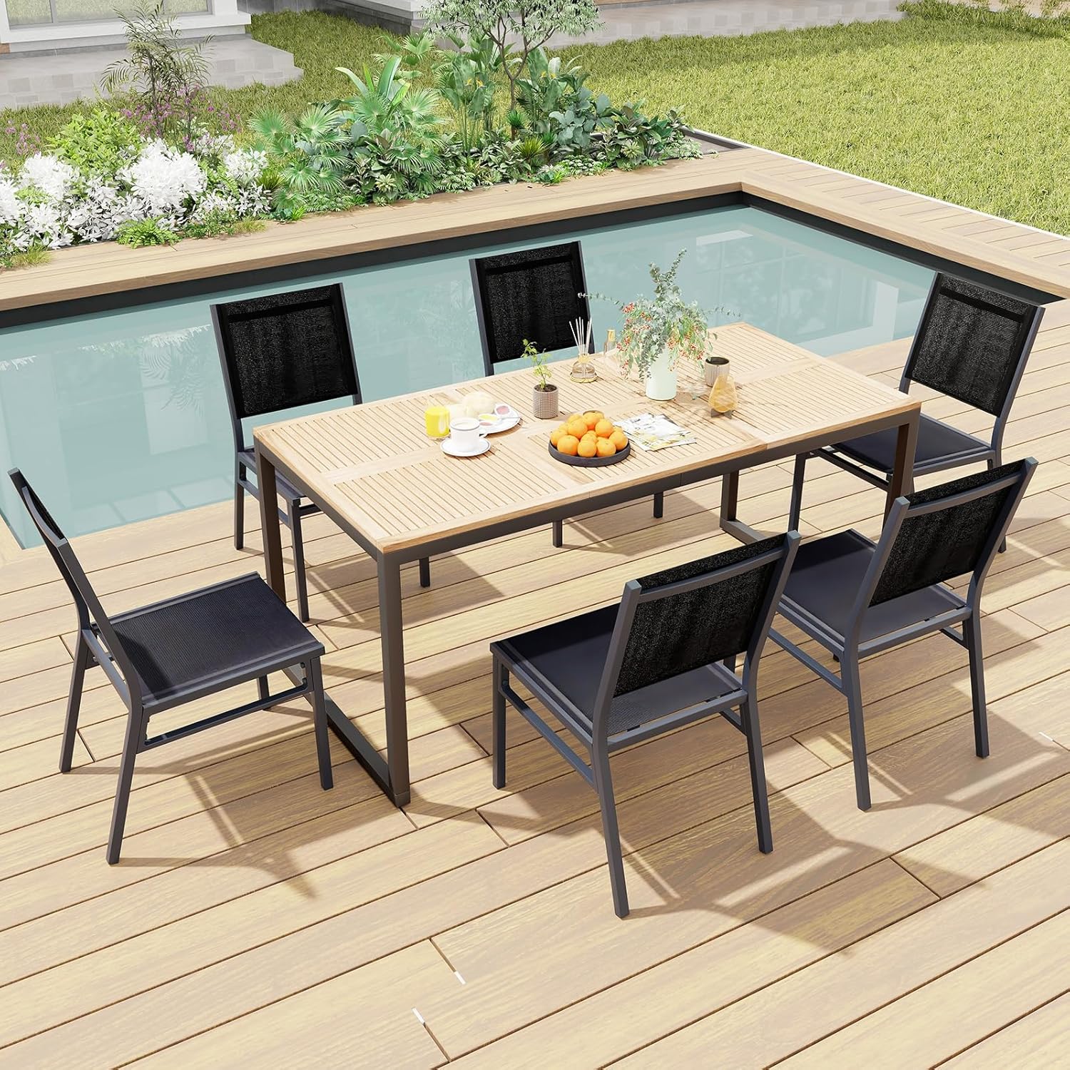 Tangkula Outdoor Dining Chairs Set of 2, Patio Armless Chairs with Breathable Seat & Backrest, Heavy Duty Aluminum Frame, Outside Lightweight Deck Chairs for Backyard, Porch, Poolside