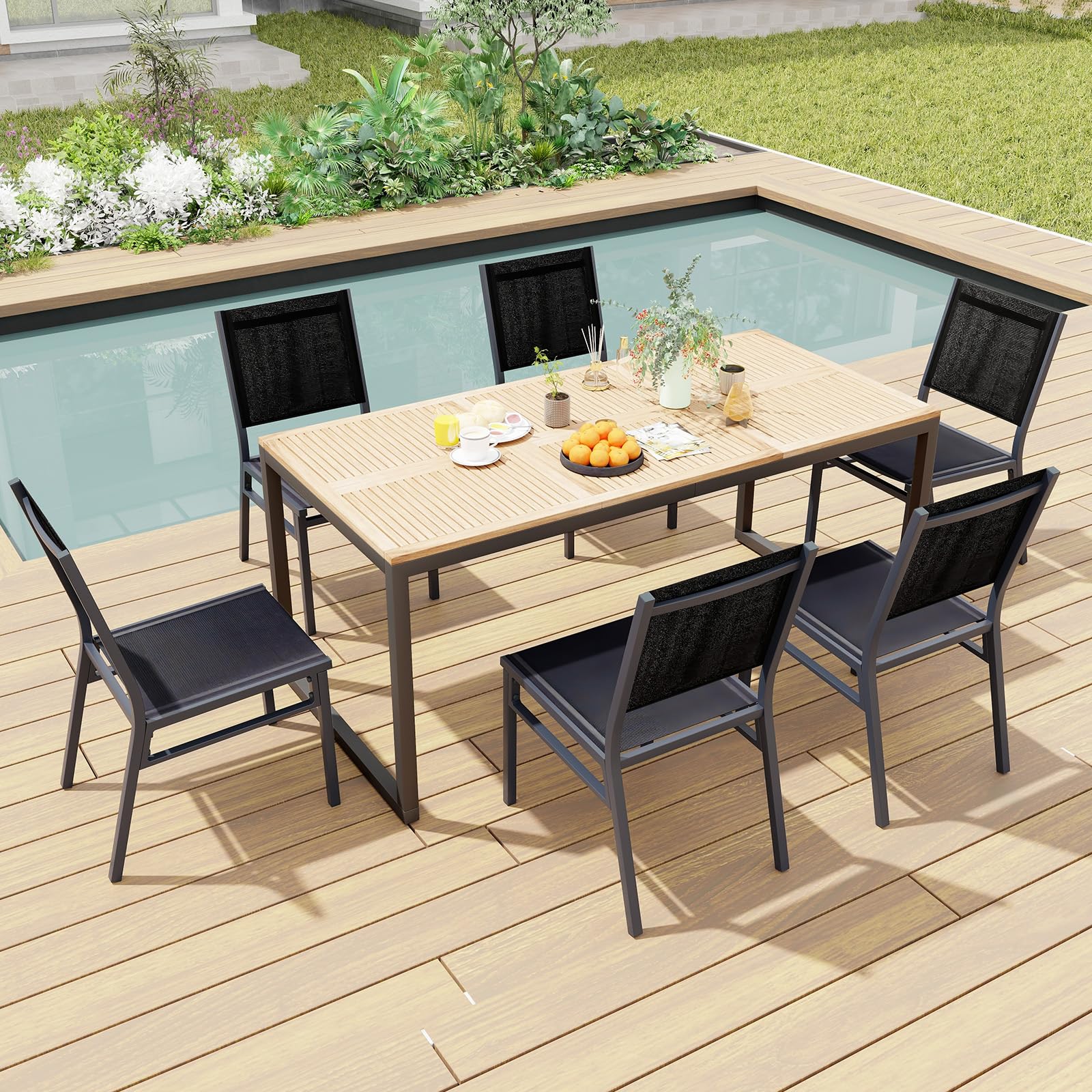 COSTWAY Set van 2 tuinstoelen van gegoten aluminium, weerbestendige terrasstoelen met armleuningen, balkonstoelen voor tuin, balkon, achtertuin
