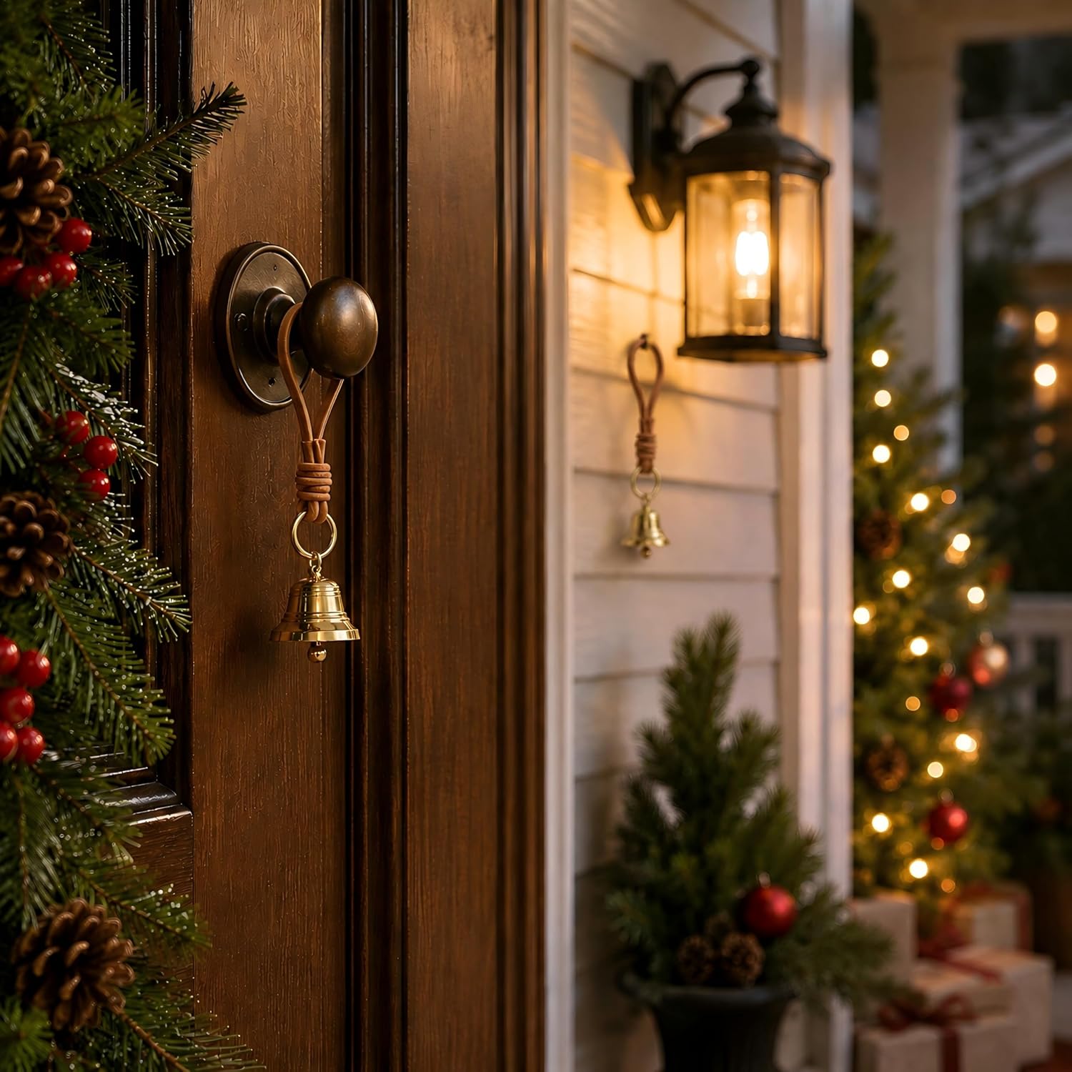 2Pcs Vintage Brass Hanging Jingle Bell Ornaments