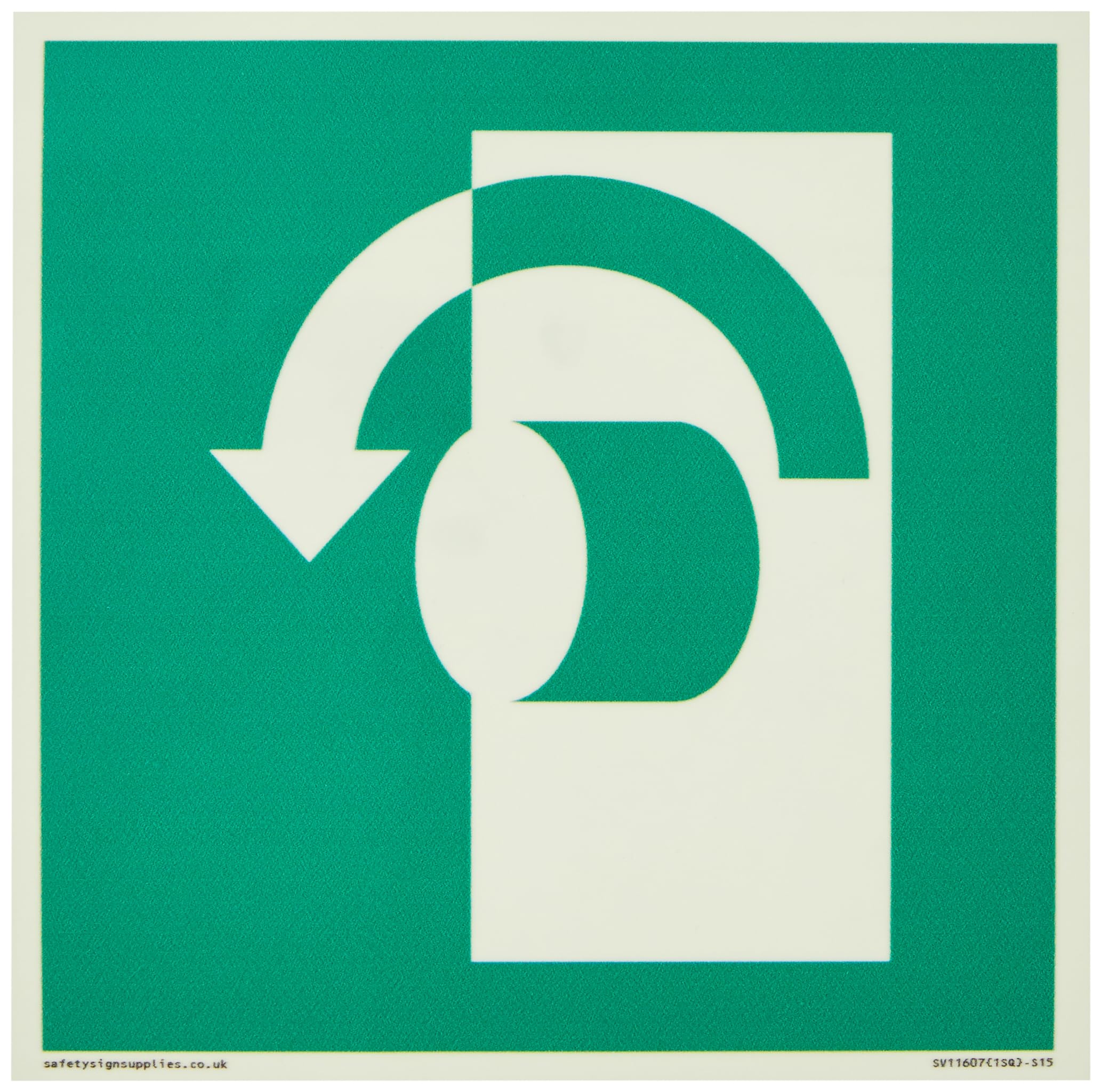 E018 safe condition turn anticlockwise to open Sign - 150x150mm - S15
