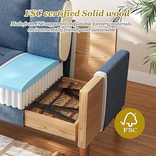 Miniatura 6 de Vesgantti Sofá de dos plazas con patas de madera maciza, sofás pequeños de 48 pulgadas para espacios pequeños, sofá biplaza para sala de estar,