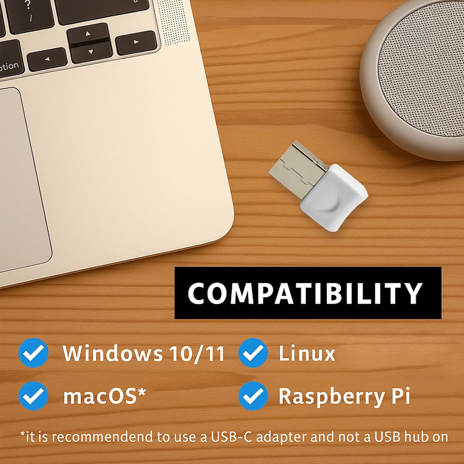 Hideez USB Bluetooth Adapter for PC, macOS, Linux, ChromeOS, Raspberry Pi – Low Energy, Long Range Bluetooth Adapter for Mouse, Keyboard, Headphones, Speakers, Printers, White