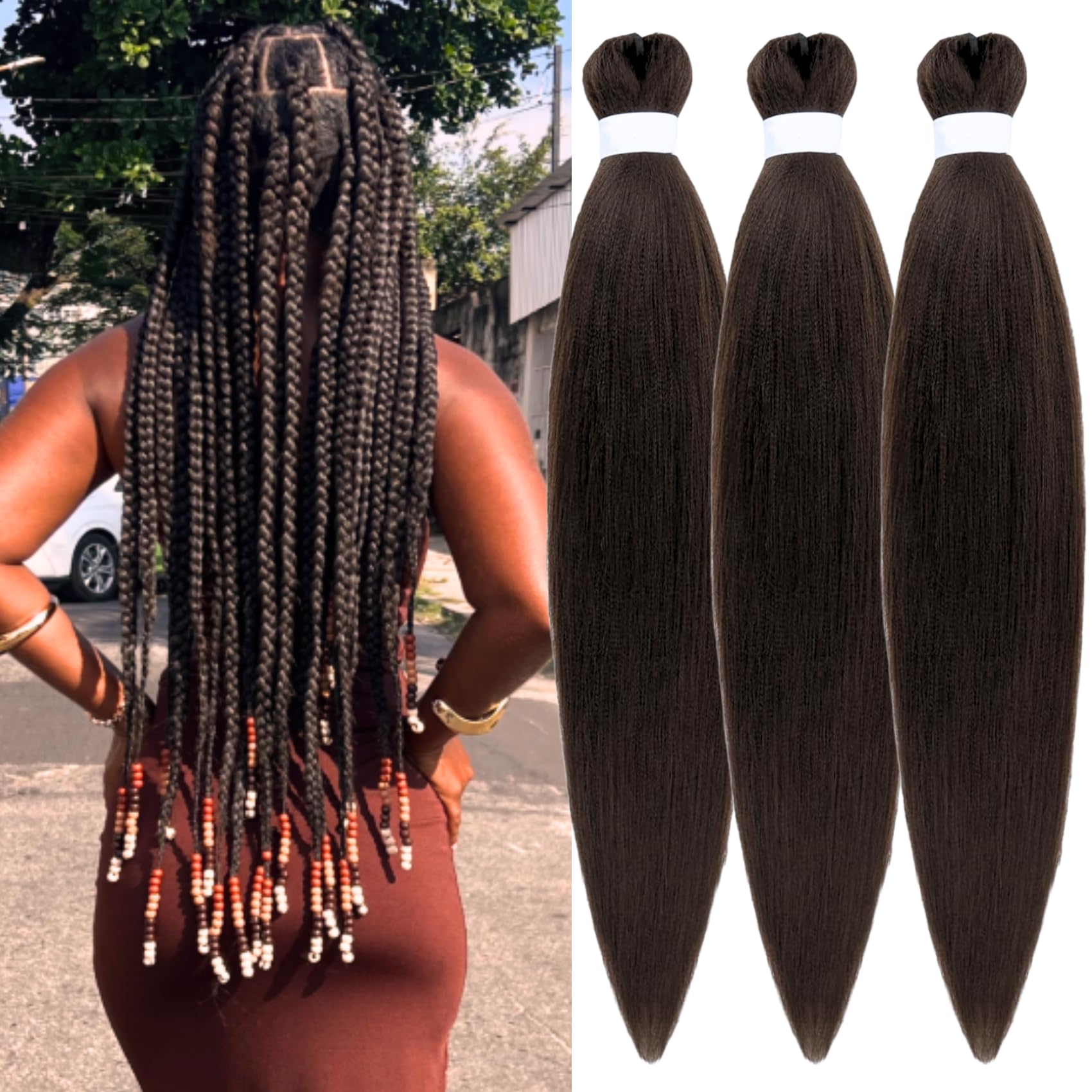Amazon.com : Dark Brown Braiding Hair Pre Stretched Hypoallergenic